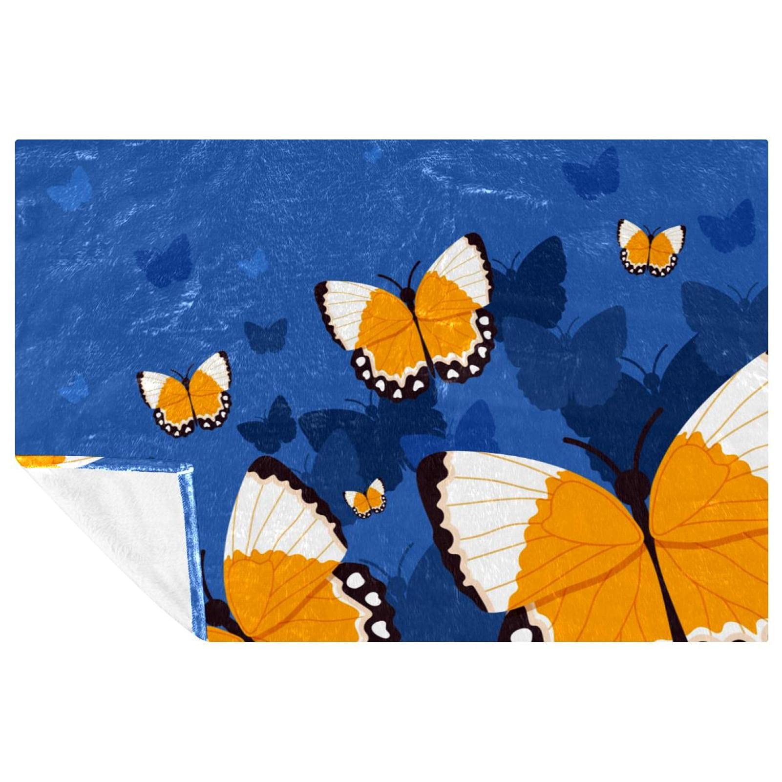 Couverture papillons bleus plaid doux lit et canapé pour vos soirées cocooning et pique-nique
