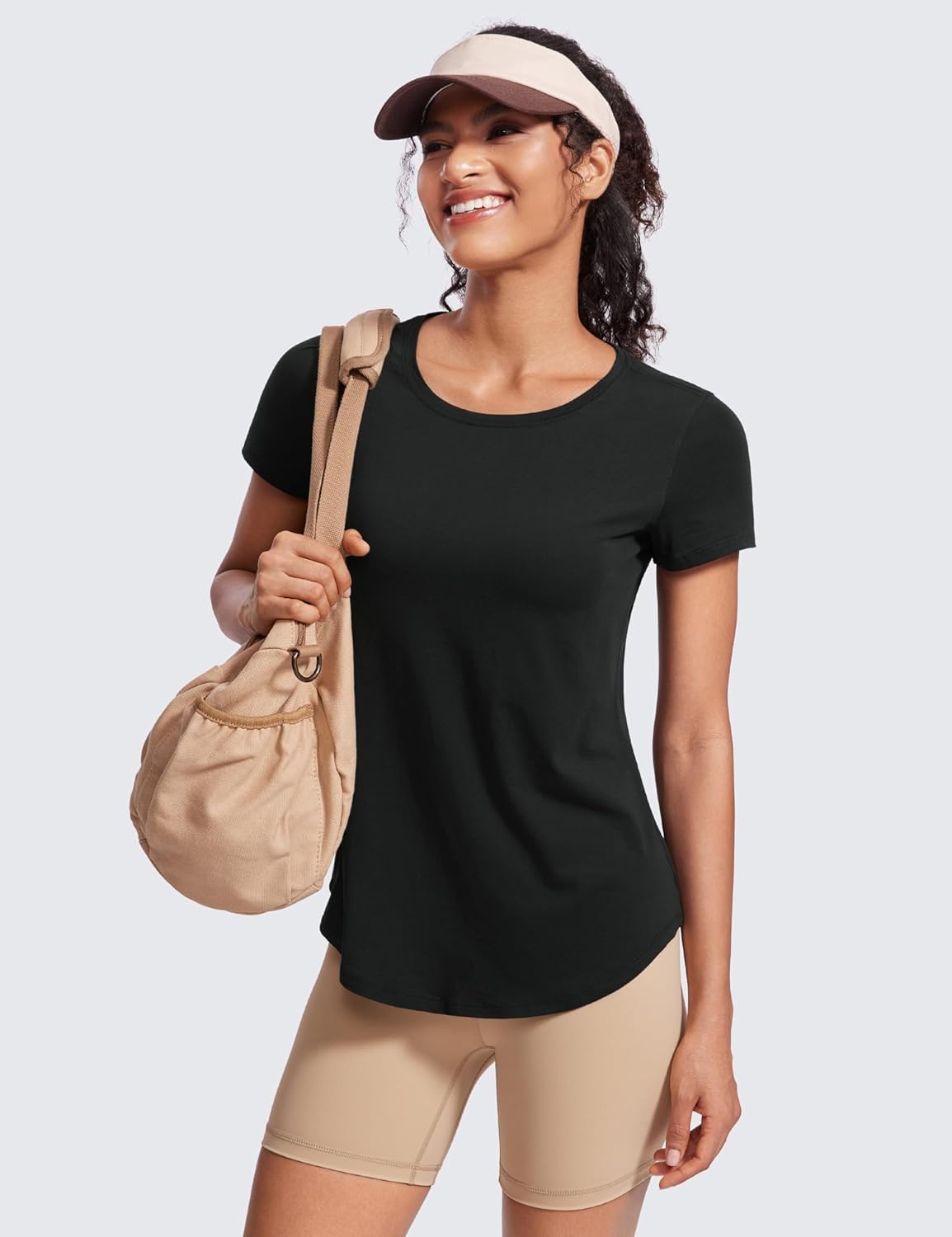 CRZ YOGA Pima Cotton Womens Short Sleeve Shirt Loose Casual Yoga T-Shirt Athletic Workout Tops - Image 4