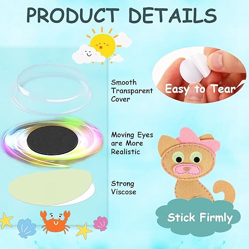 Miniatura 5 de UPINS 300 ojos que se mueven Googly autoadhesivos, brillan en la oscuridad, ojos ondulantes para manualidades, ojos saltones brillantes para