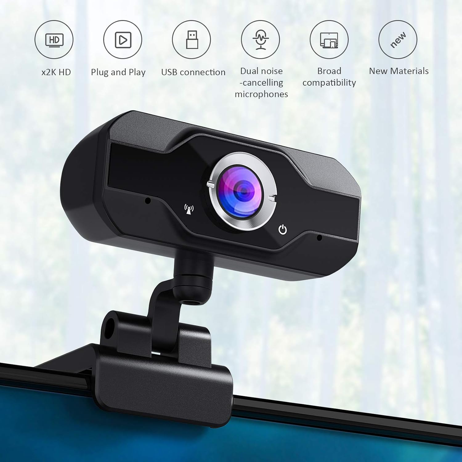 LESHP 1080P HD Webcam with Microphone for Desktop, USB Computer Webcam with Tripod Stand, Plug and Play Webcam for Video Calling, Recording, Conferencing, Streaming, Gaming