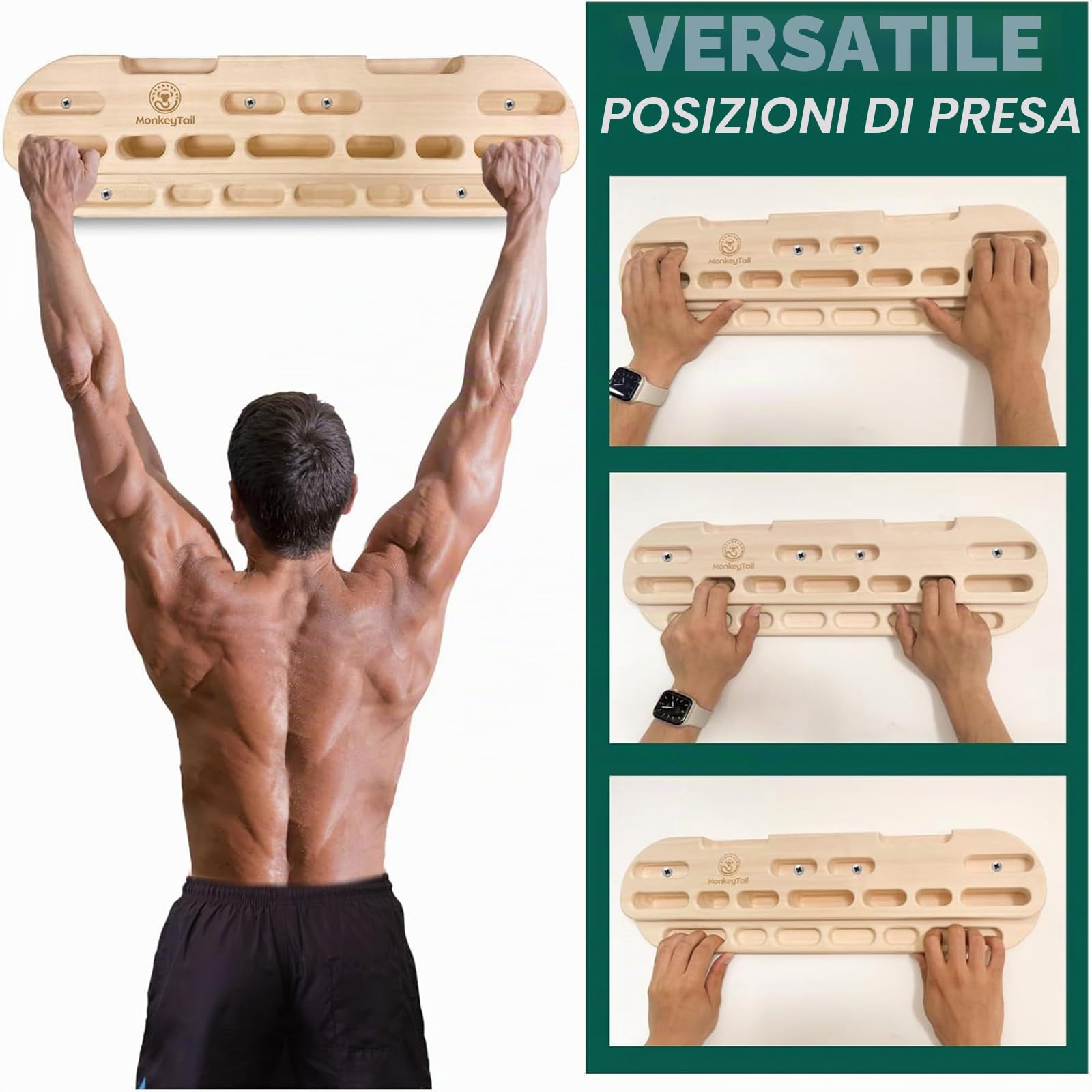 MonkeyTail Climbing Board Hangboard per allenare le dita, Grip Hangboard, Bouldering Equipment per tutti gli allenatori di arrampicata