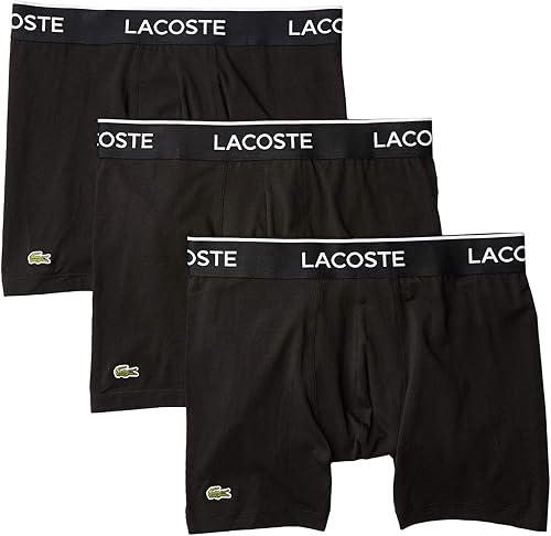 Lacoste Calzoncillos tipo bóxer elásticos de algodón para hombre, estilo casual, clásico, paquete de 3 unidades