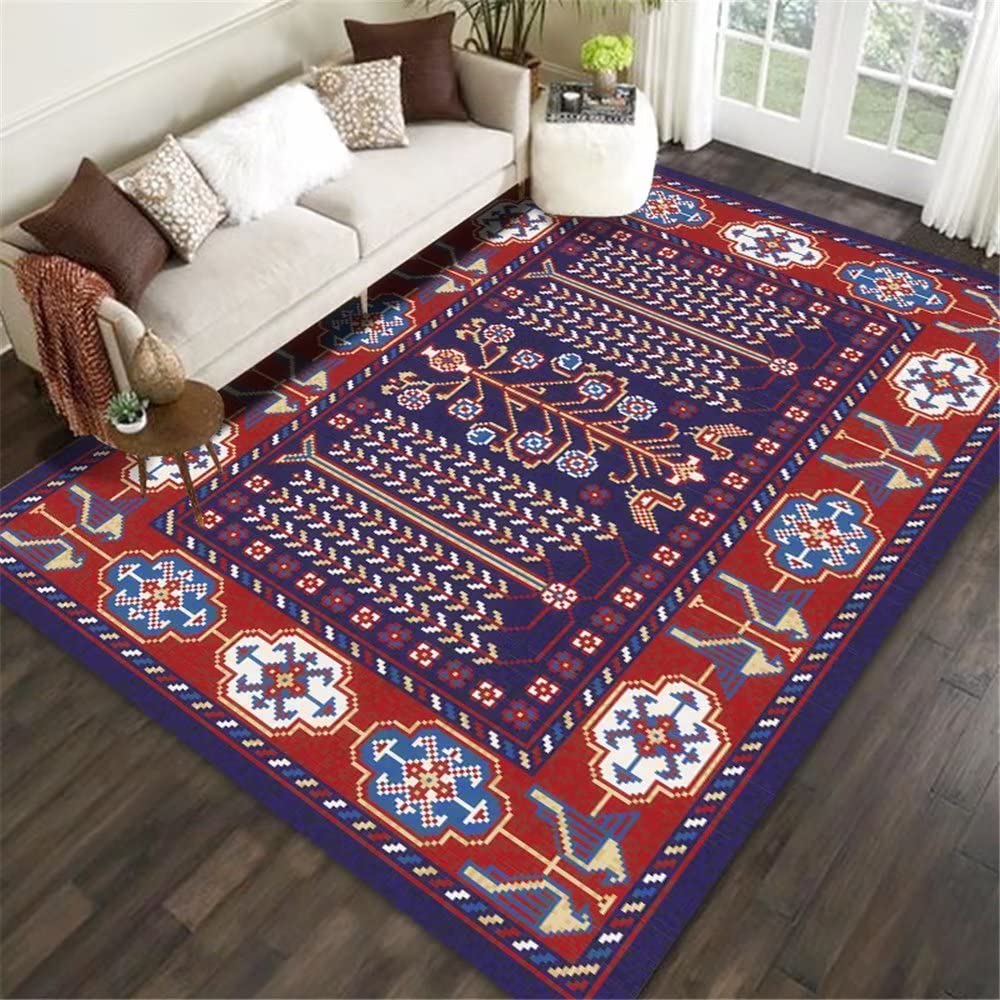 Tapis motif rétro géométrique à haute résistance pour revêtement de sol