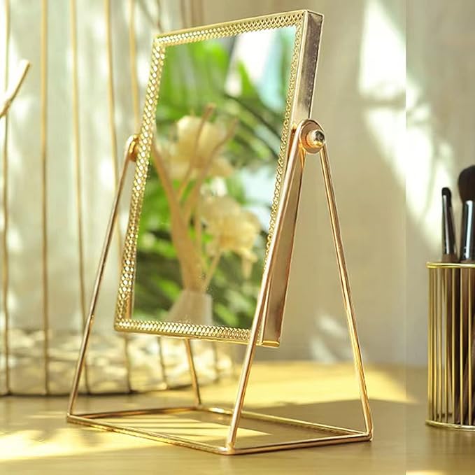 Espejo de maquillaje rectangular dorado LONGSHENG miniatura 6