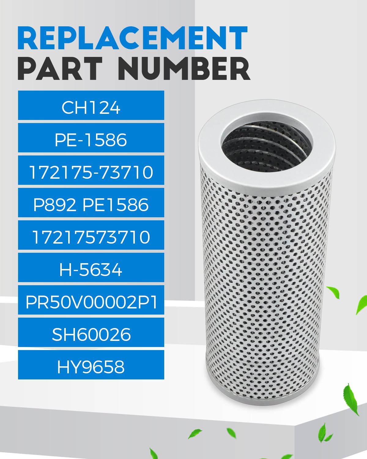 172175-73710 Hydraulic Filter Fit for YANMAR Vio20-3 Vio22-6 Vio25 Vio30-6 Vio50-3 Vio50-6 Vio55-5B, SV55 SK30 SK35 Replace PE-1586,H-5634,PR50V00002P1,SH60026, HY9658