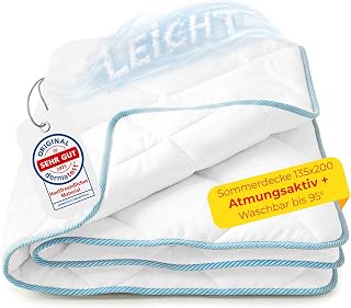 Rosenkern Sommerbettdecke 135x200 leicht - [Ökotex Zertifiziert & Atmungsaktiv] - Sommerdecke 135 x 200 dünn - [Pflegeleicht bis 95° Waschbar] - Mikrofaser Bettdecke für Sommer