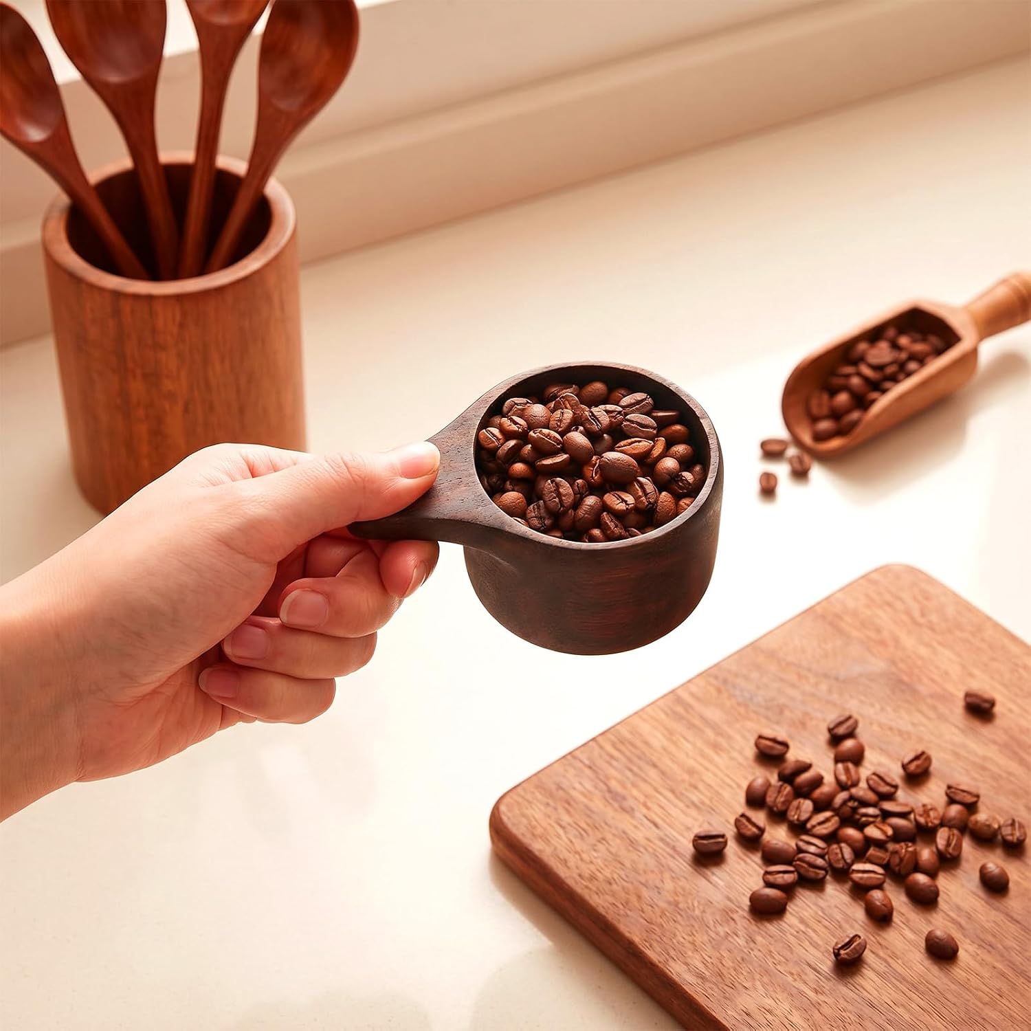 cobee 1/2 Cup Scoop Wooden Measuring Cups 1/2 Cup Wooden Scoop