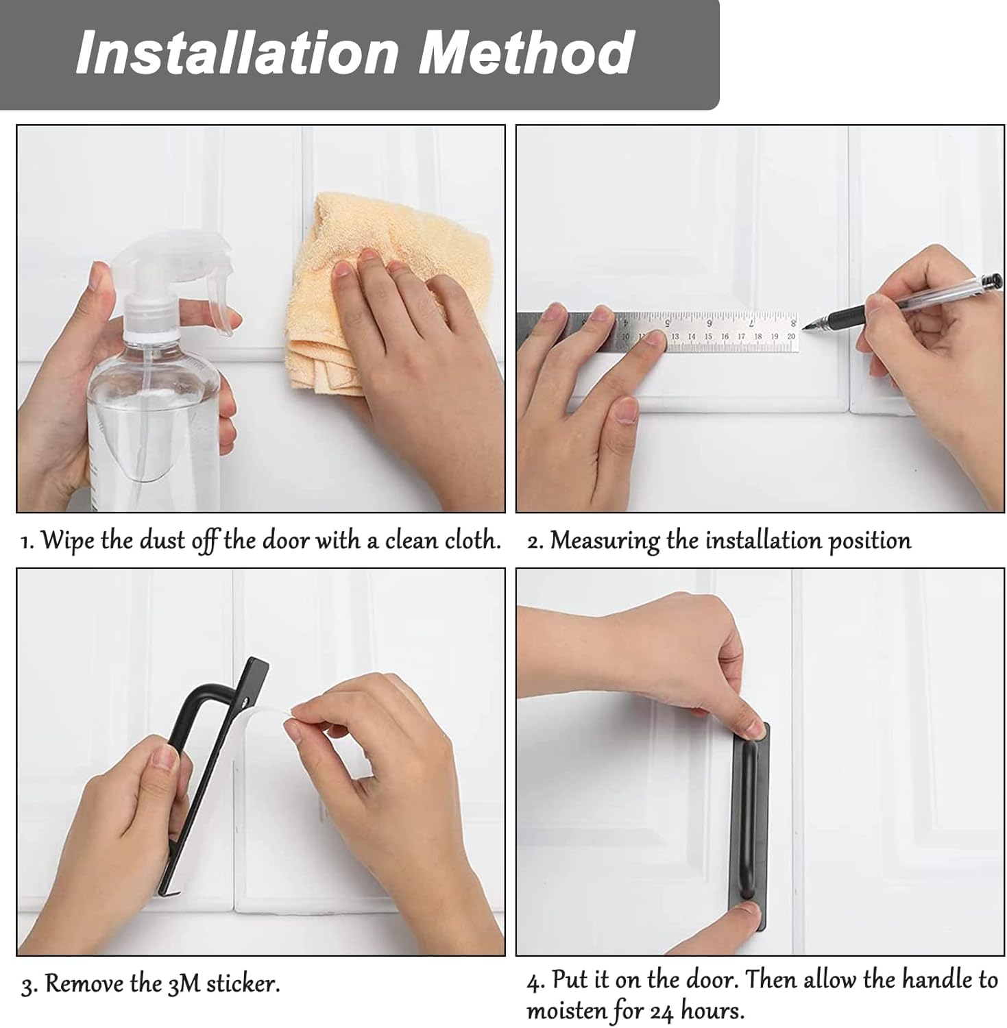 1 Pcs Self Adhesive Cabinet Door Handle Stick On Handle Self Stick Drawer Pulls No Drill Black Cabinet Pulls Peel and Stick for Glass Sliding (Black) — Amazon image 7