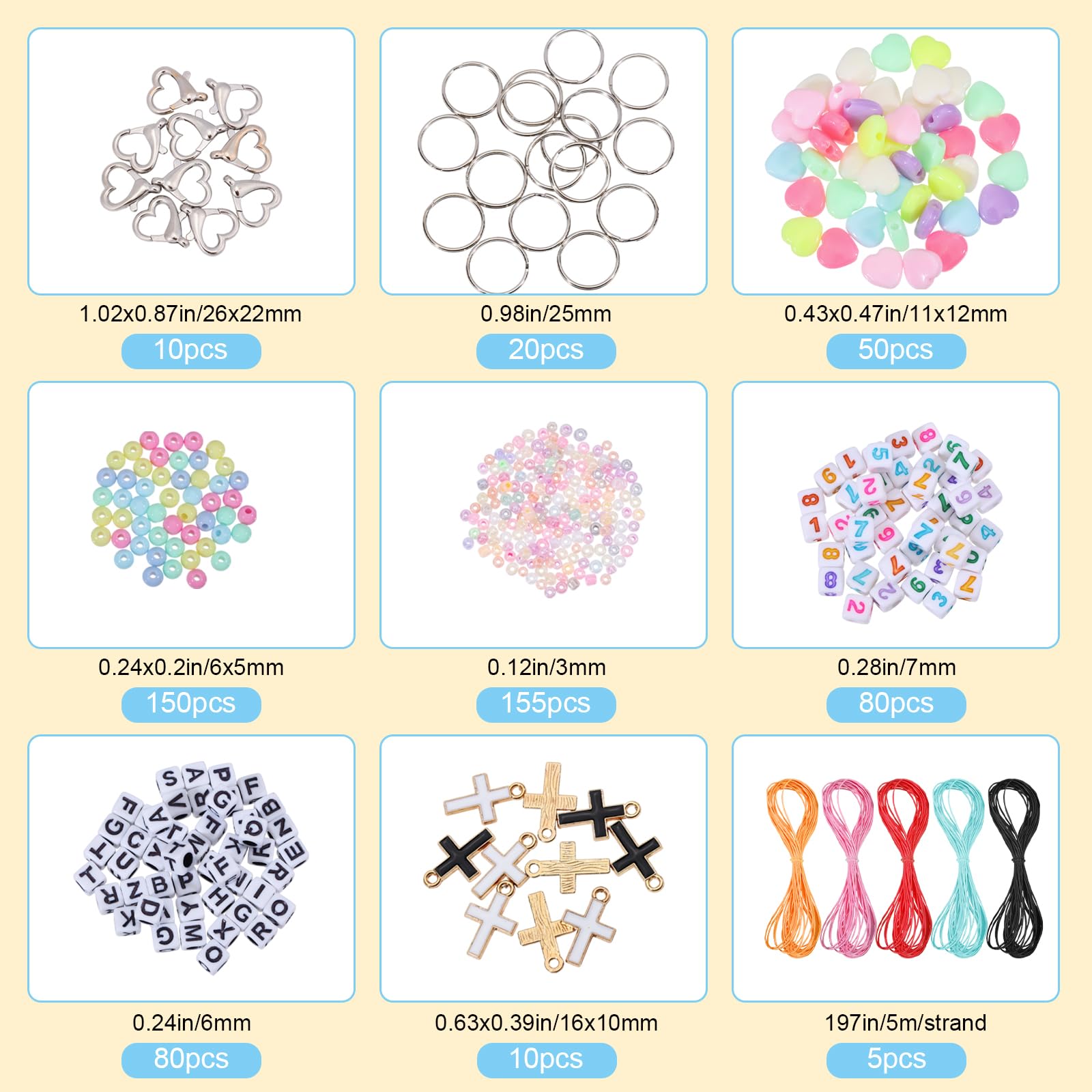 CHGCRAFT 560 Pcs Acrylic Beads Keychain Crafts Kit Acrylic Beads Keychain Making Kit Letter Beads Keychain Kit Heart Shape Bead for Keychain Bagchain Jewelry DIY Making