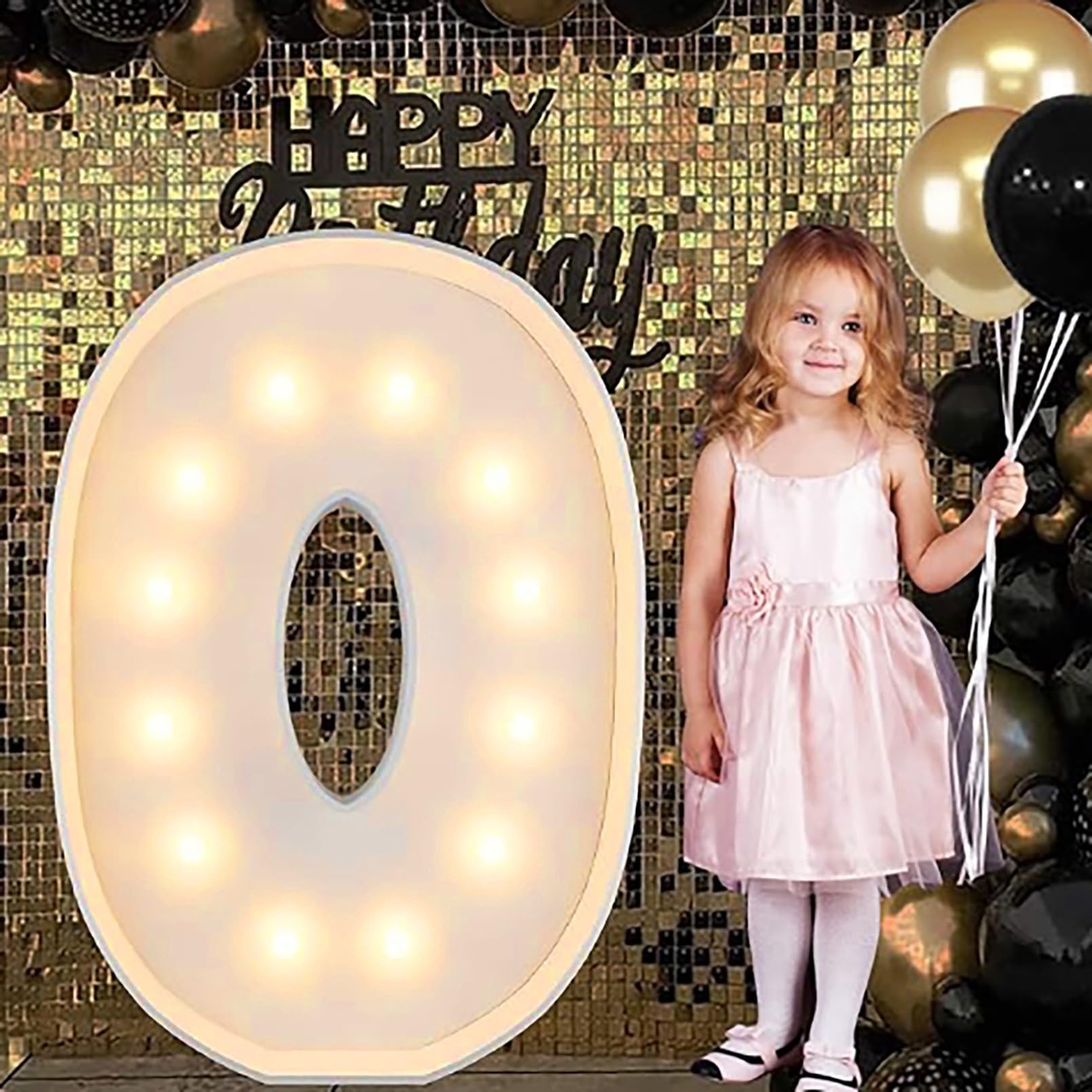 Hbbursts Girls O Alphabet Led Lights, 2.3/3.3/4Ft Large Words Marquee Cardboard Letters Lamps For Birthday Graduation Party Decorations Wedding Home Decoration(,120Cm/4Ft)
