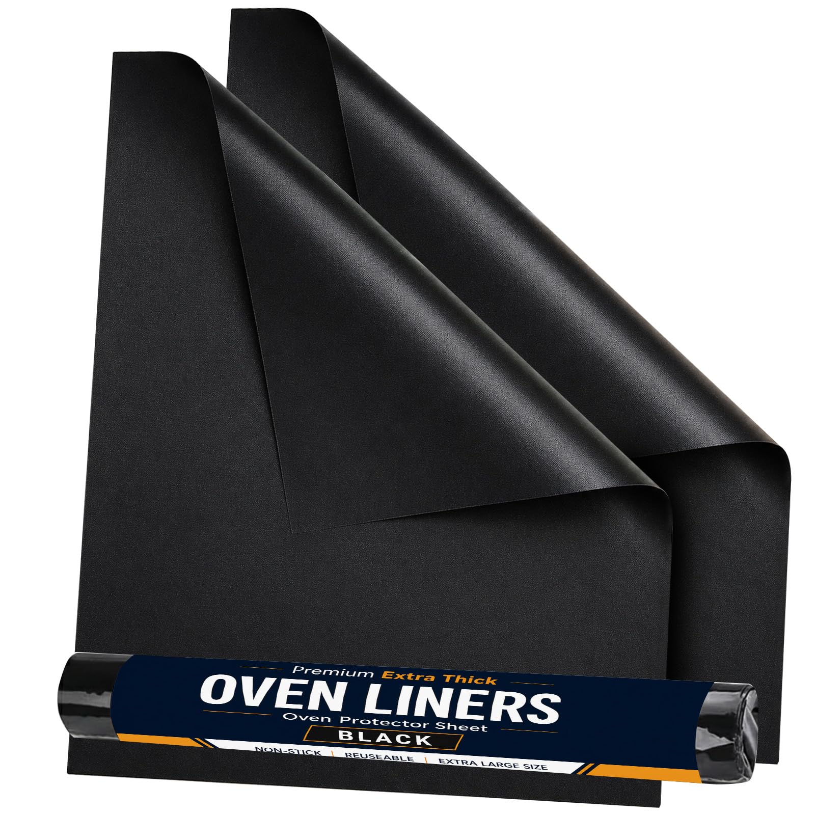 2 Pcs Oven Liner Mat 32x50cm Non Stick Reusable Oven Protector Sheet, Black