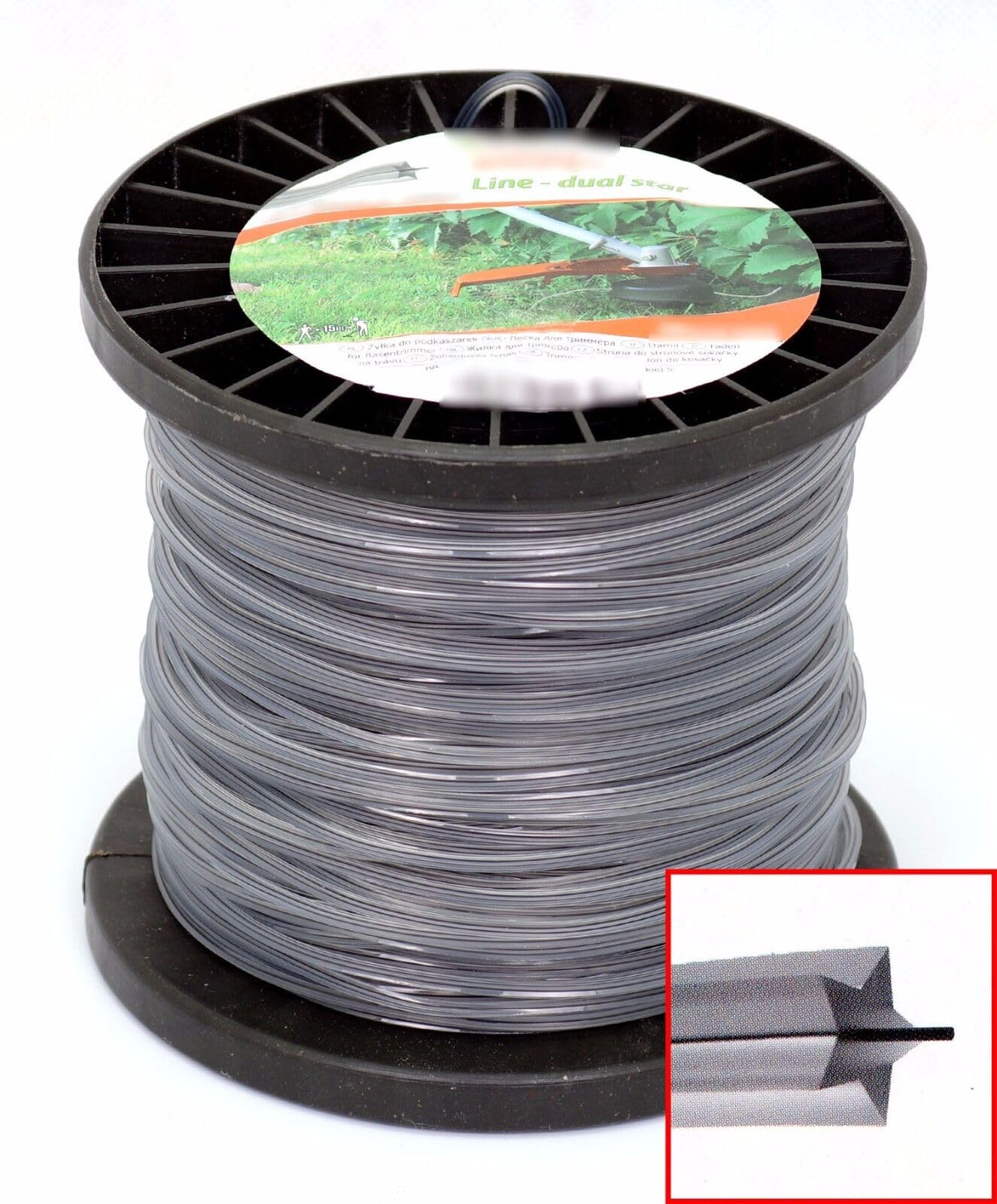 Spule mit verstärkter 2,7 mm Nylon-Mähschnur mit sichtbarem Zweischicht-Aufbau