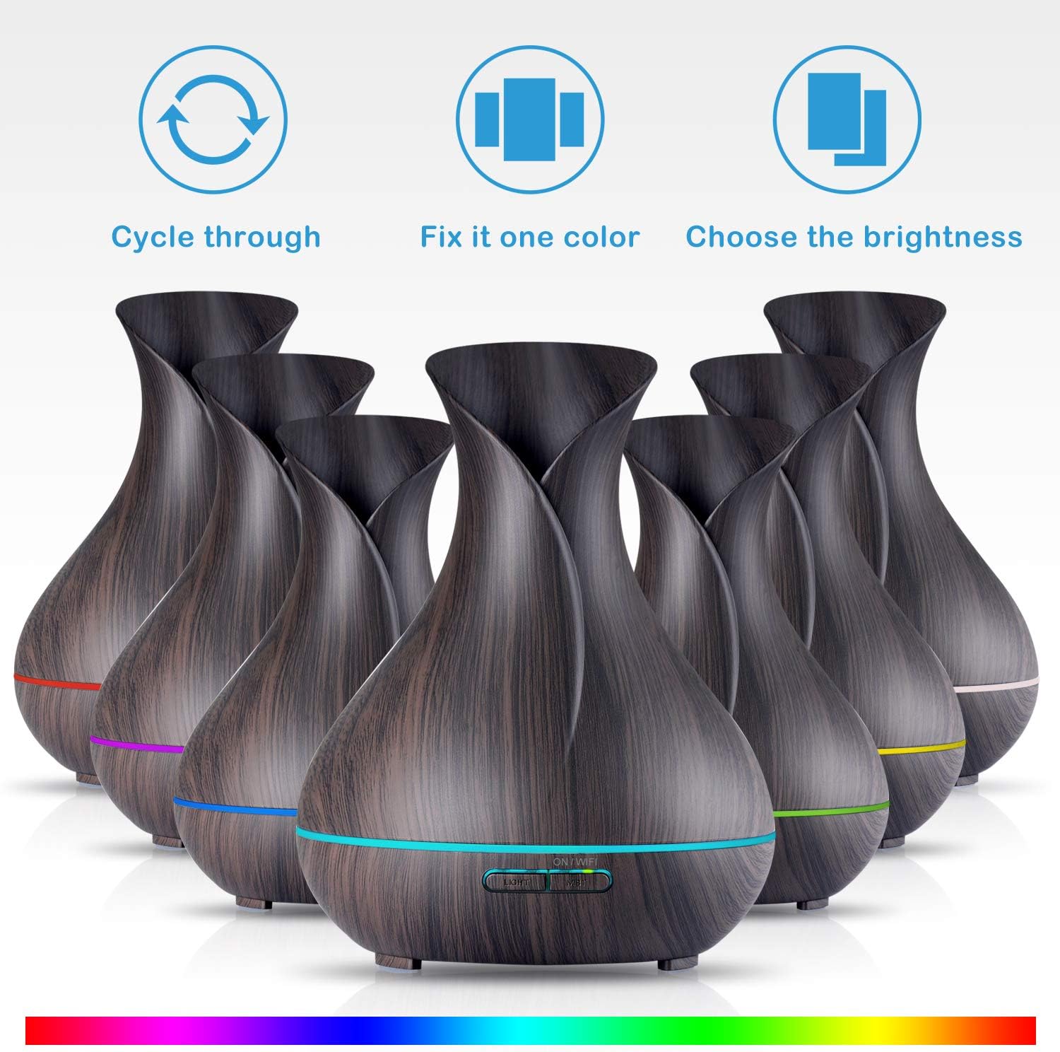 OliveTech Smart WiFi Essential Oil Diffuser,Compatible with Alexa & Google Home,App Control,400ml Dark Wood Grain,Free Cleaning Kit,Color LED Light,Set Schedule/Timer,Auto Shut Off