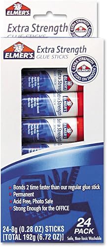 Elmer's E554 - Barras de pegamento de oficina extra fuertes, 0.28 onzas, paquete de 24 unidades