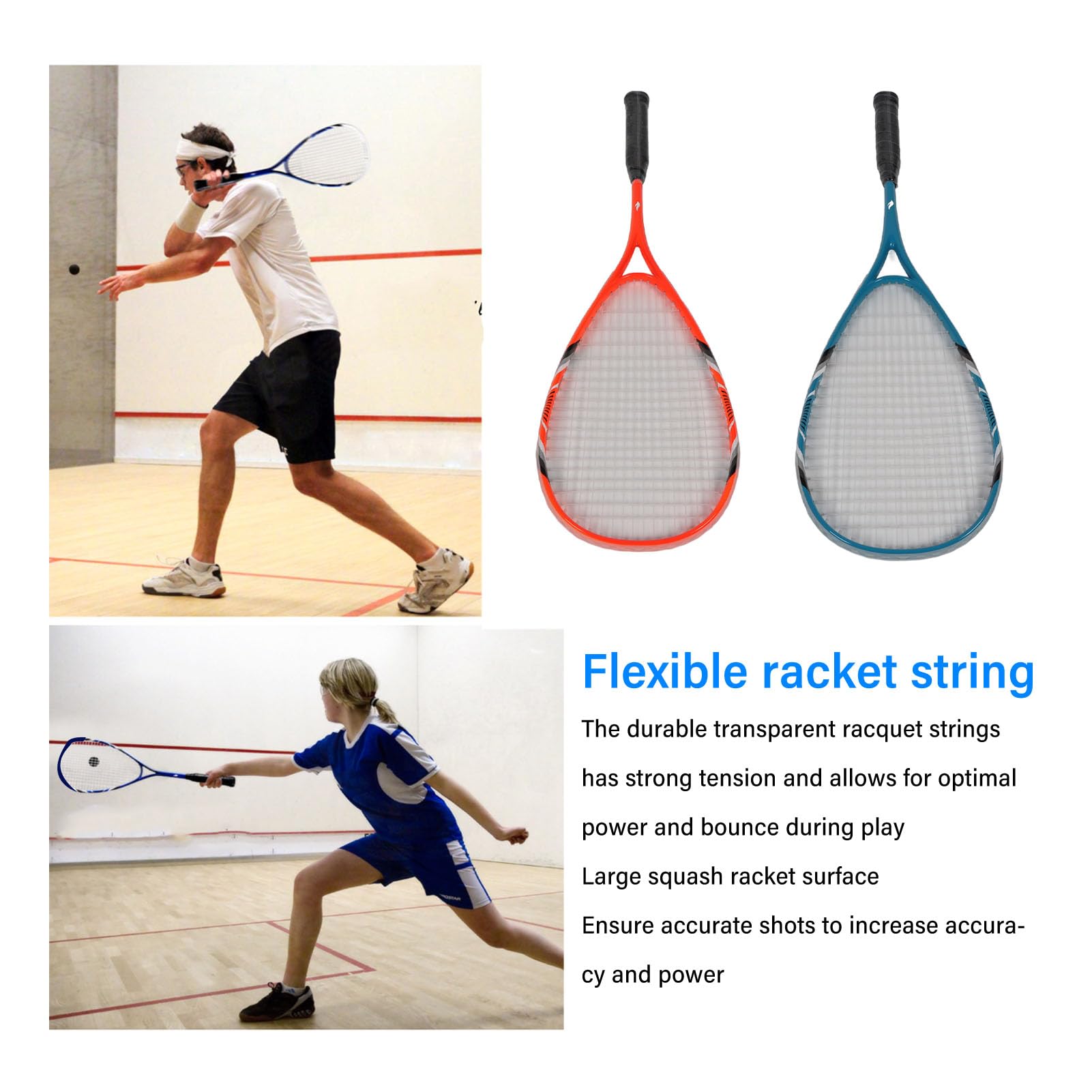 Set di racchette da squash per principianti in lega di alluminio integrata per palestra e parchi giochi