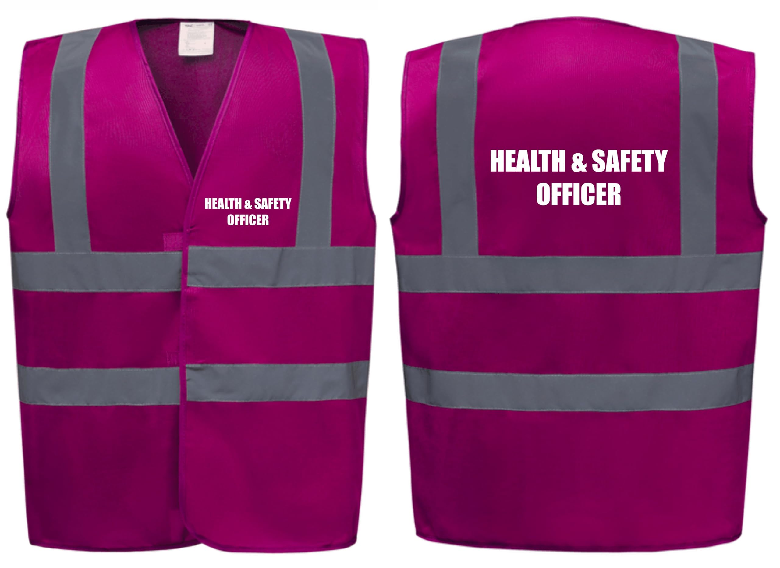Brook Hi Vis Premium Safety Vest - HEALTH & SAFETY OFFICER Printed Front & Back, Event Management High Viz Waistcoat, Available in 14 Colours, Festivals (Raspberry, Medium)