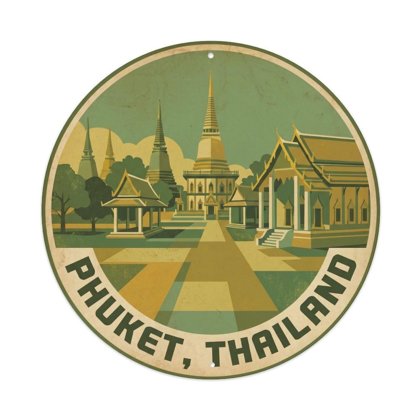 Island Culture Phuket Temple Vintage Religious Landmark Metal Tin Sign