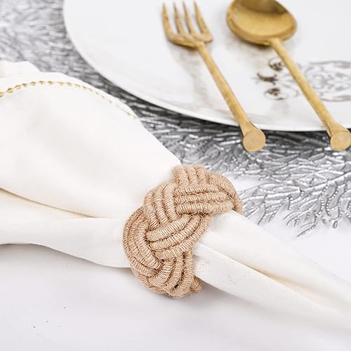 Miniatura 2 de Juego de 12 servilleteros náuticos, servilleteros tejidos, servilleteros costeros a granel para decoración de fiestas, mesa de comedor, todos los