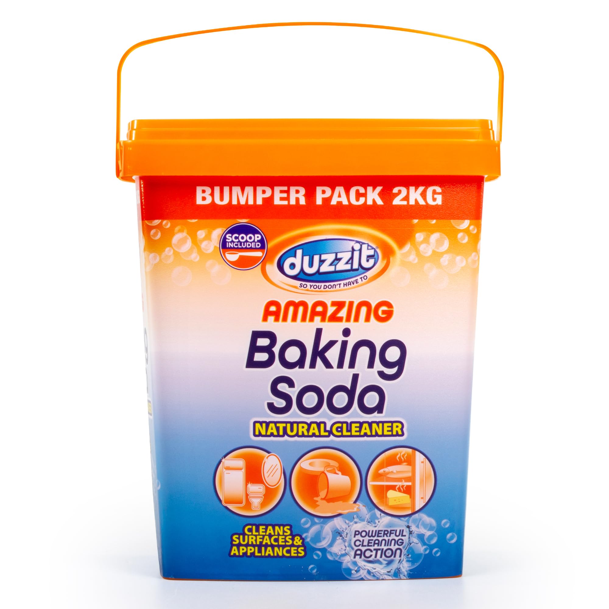 Duzzit Amazing Baking Soda - Powerful Cleaning Action | Natural Cleaner - Eliminates Grease & Stubborn Stains | Cleans Surfaces & Appliances (2kg with Scoop Included)