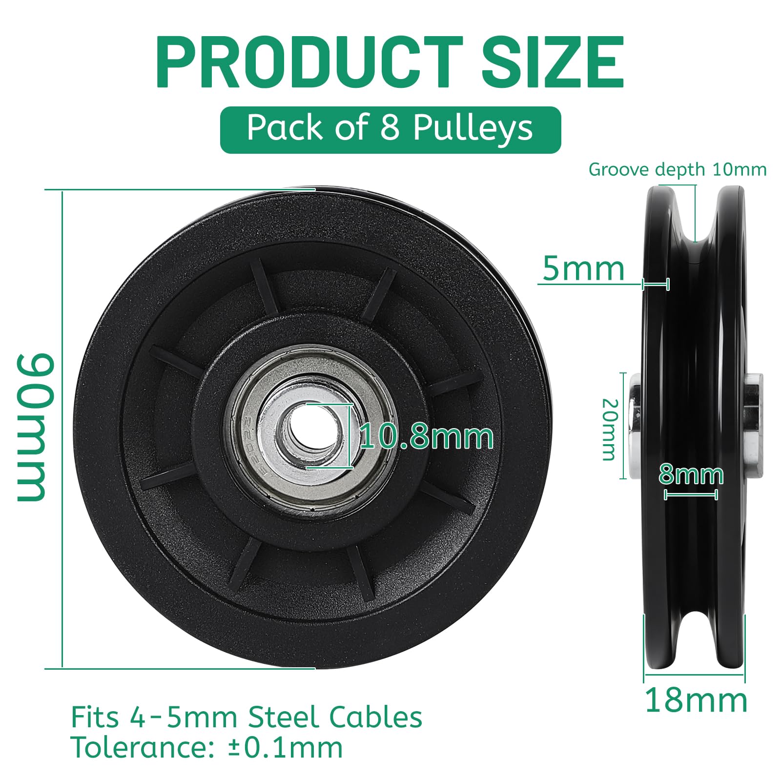 lalago Puleggia Palestra 90mm, Pulegge Fitness, Carrucola Resistente all'Usura per Attrezzature Fitness