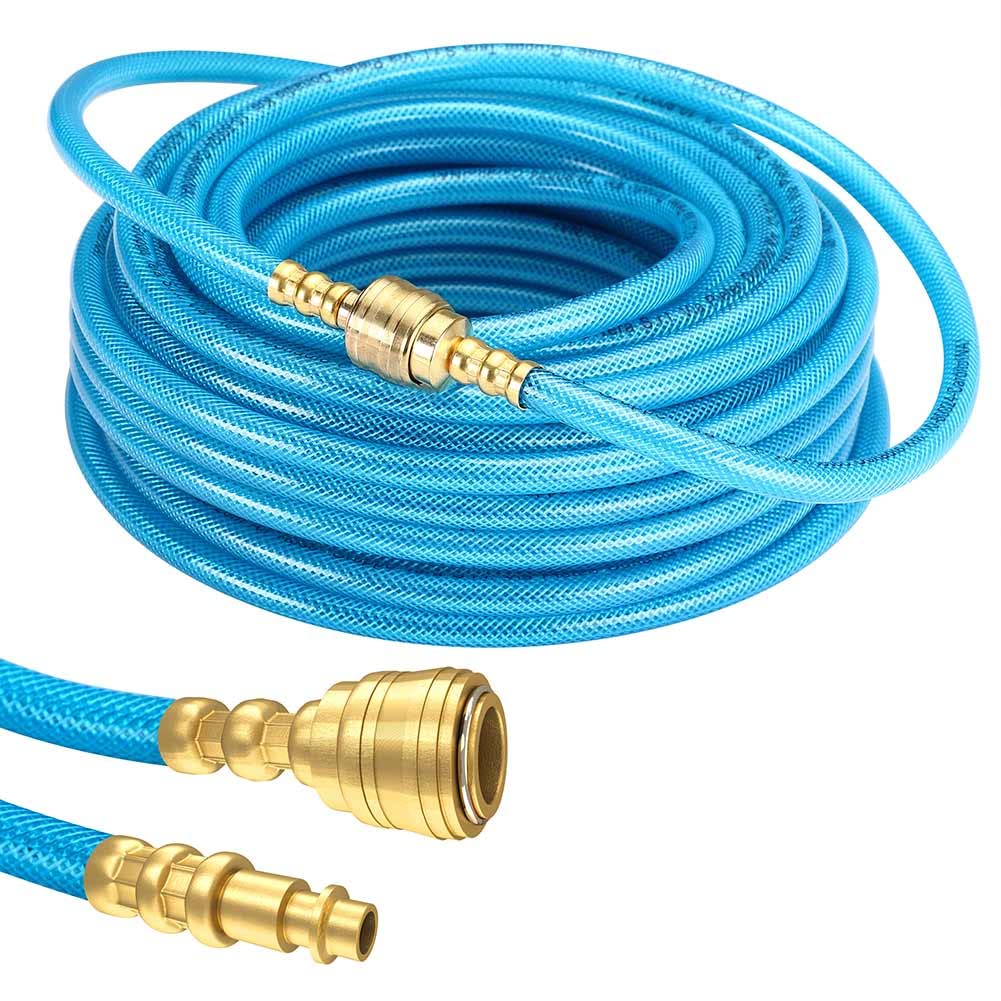 Tuyau d'air comprimé 20 mètres raccord simple rapide compresseur tuyau à pression 15 bar greffage 1/4" renforcé raccord flexible léger résistant aux vibrations et à la corrosion longueur (20 M)
