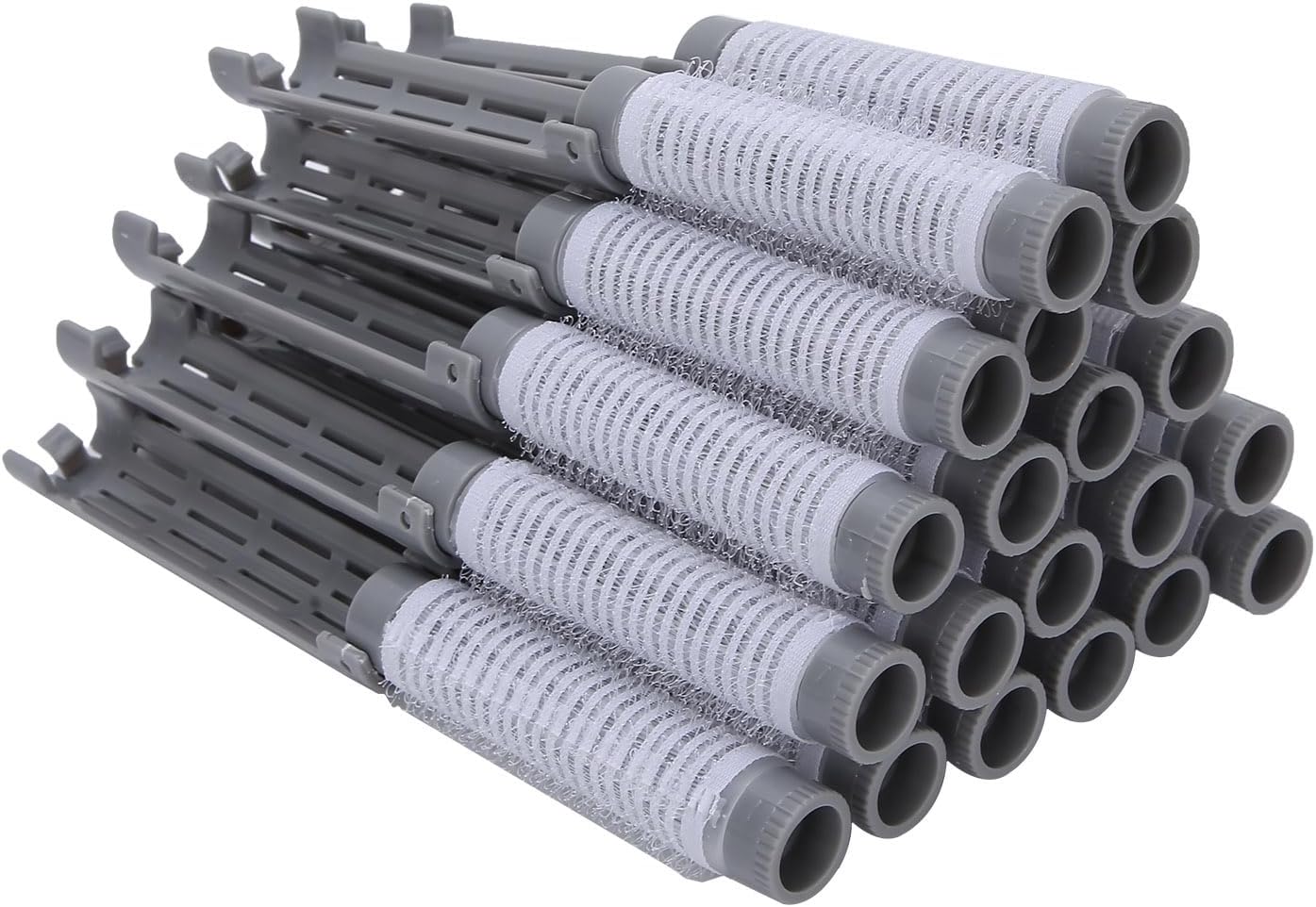 Hair Perm Rods, 20pcs No Damage Rollers with Plush Lock Design, for Women Long Short Hair Styling Tools (Grey)