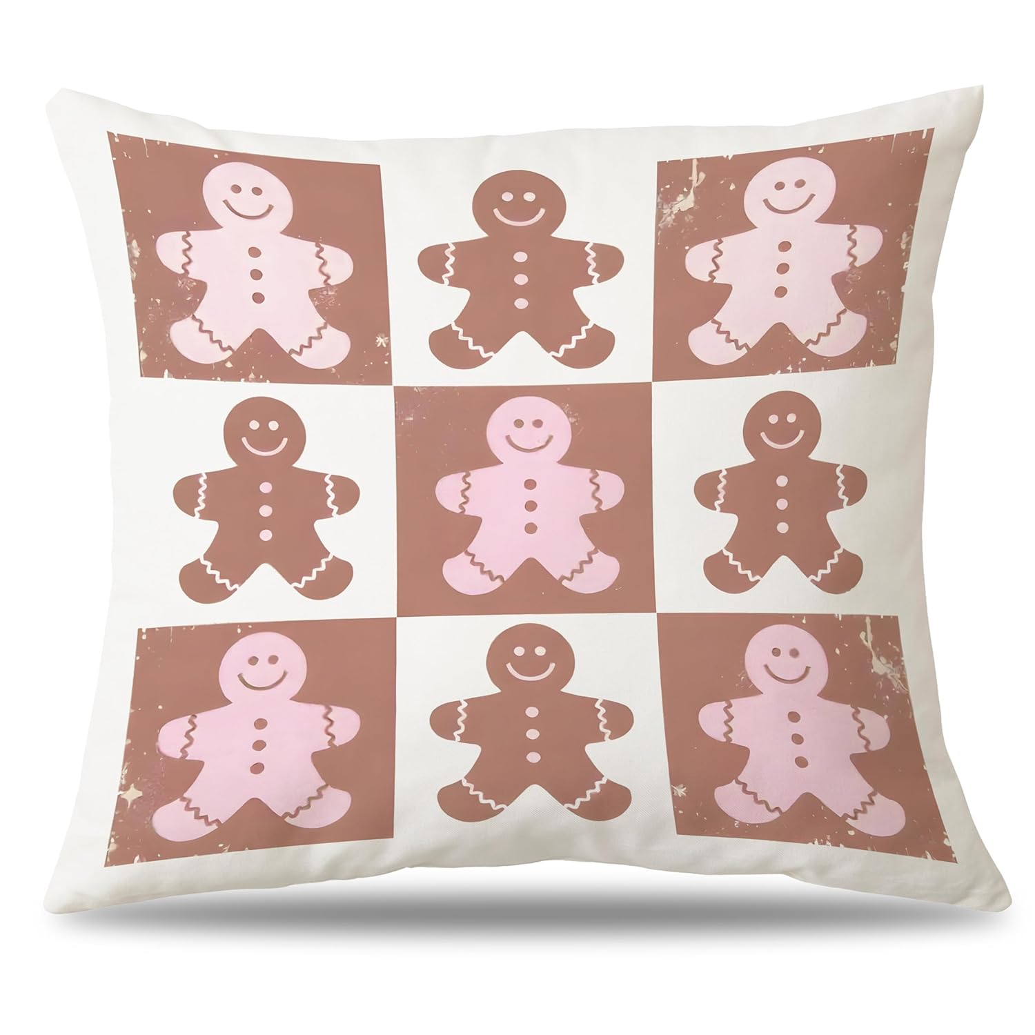 AgriFusion Tech Gingerbread Man Christmas Pillow Covers 18x18 Gingerbread Decorations Festive Holiday Pillowcases Sweet Home Decor Xmas Decor