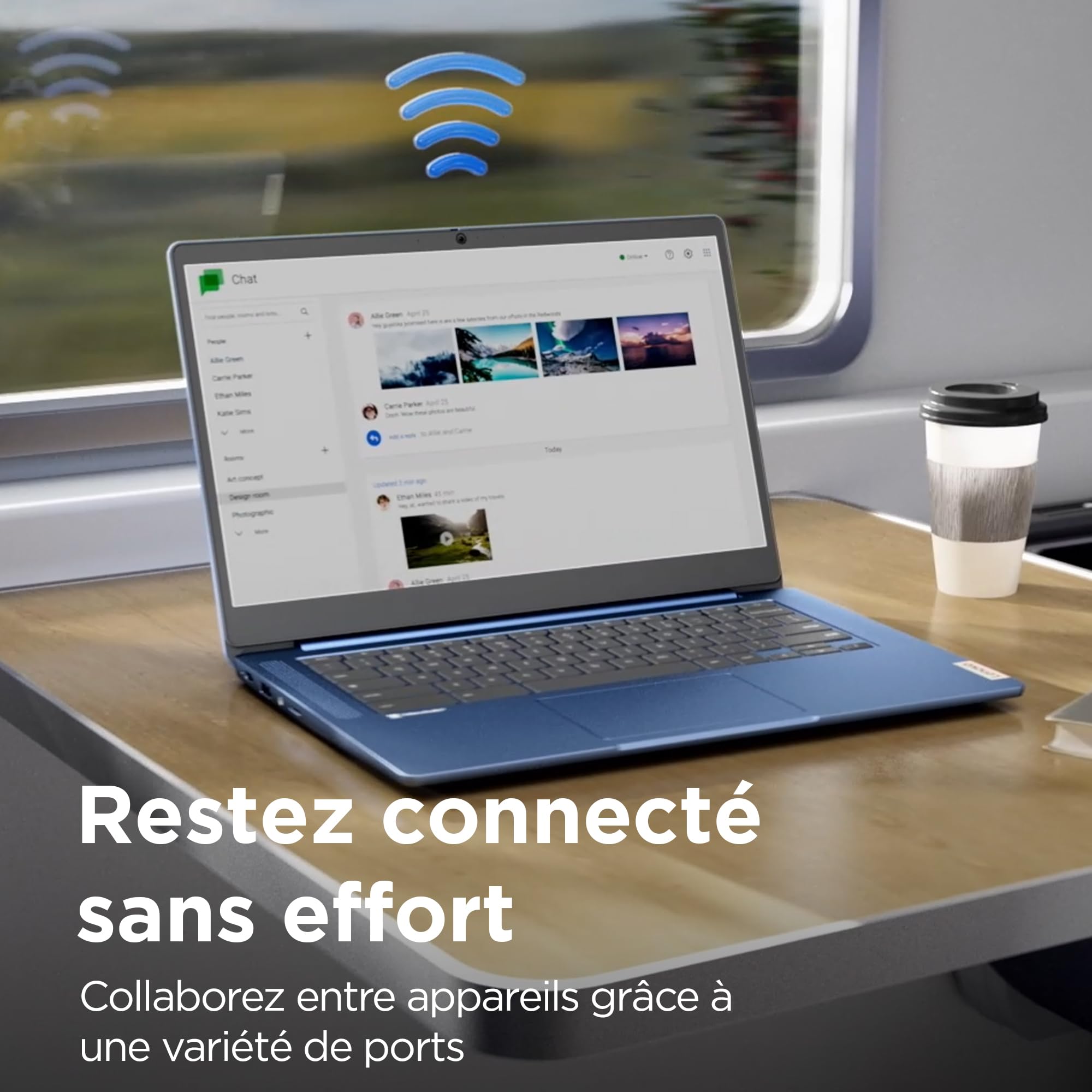 Lenovo IdeaPad Slim 3 Chromebook 14M868 - Ordinateur Portable 14'' FHD (MediaTek Kompanio 520, RAM 4Go, SSD 64Go, Arm Mali-G52 2EE MC2 GPU, Chrome OS) Clavier AZERTY Français - Bleu
