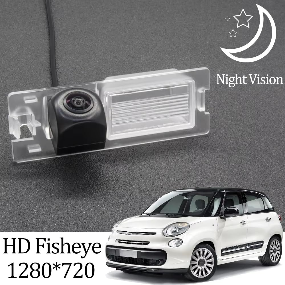 Telecamera Retromarcia Accessori Per Parcheggio Auto HD 1280 * 720 Fisheye Telecamera Posteriore Per FIAT 500L 500LTrekking 500L Living 500L MPW 2012-2019 Telecamera Posteriore(Camera Only)