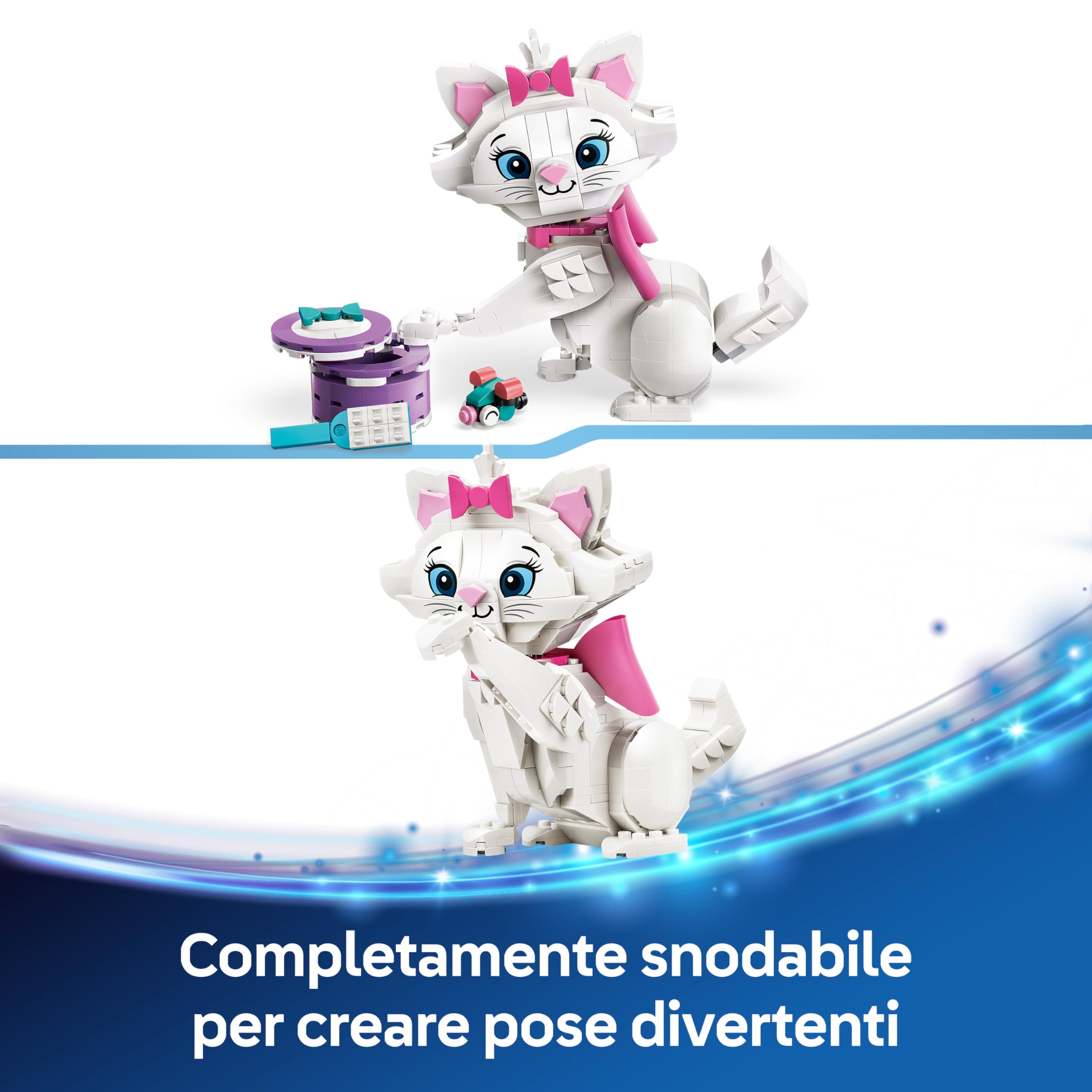 LEGO | Disney Adorabile Minou de Gli Aristogatti - Gatto Giocattolo con Accessori, incluso un Fiocco in Tessuto - Decorazione per la Camera da Letto - Regalo per Bambine e Fan da 7 Anni in su - 43286