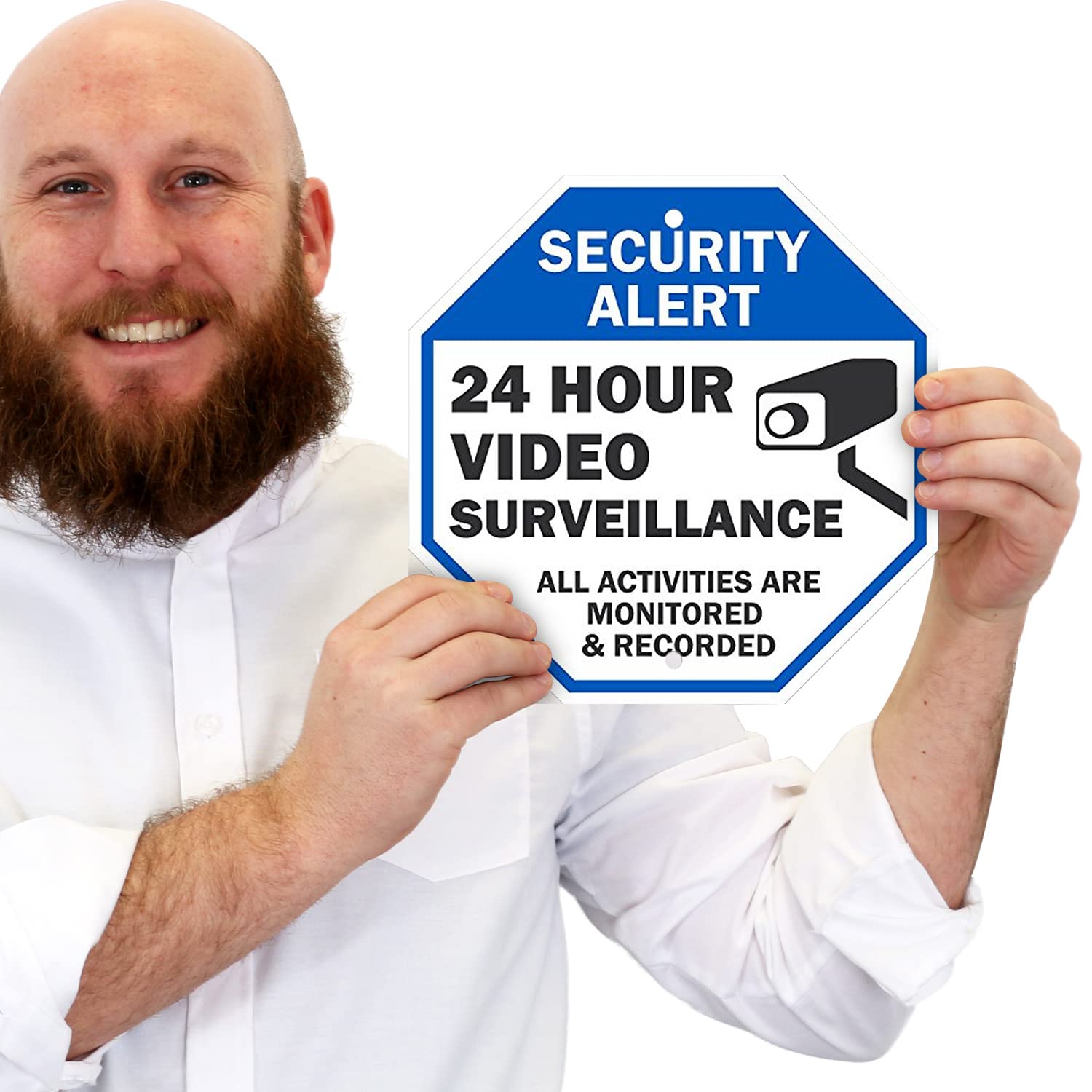 "Security Alert - 24 Hour Video Surveillance, All Activities Monitored" Sign By SmartSign | 10" x 10" Aluminum