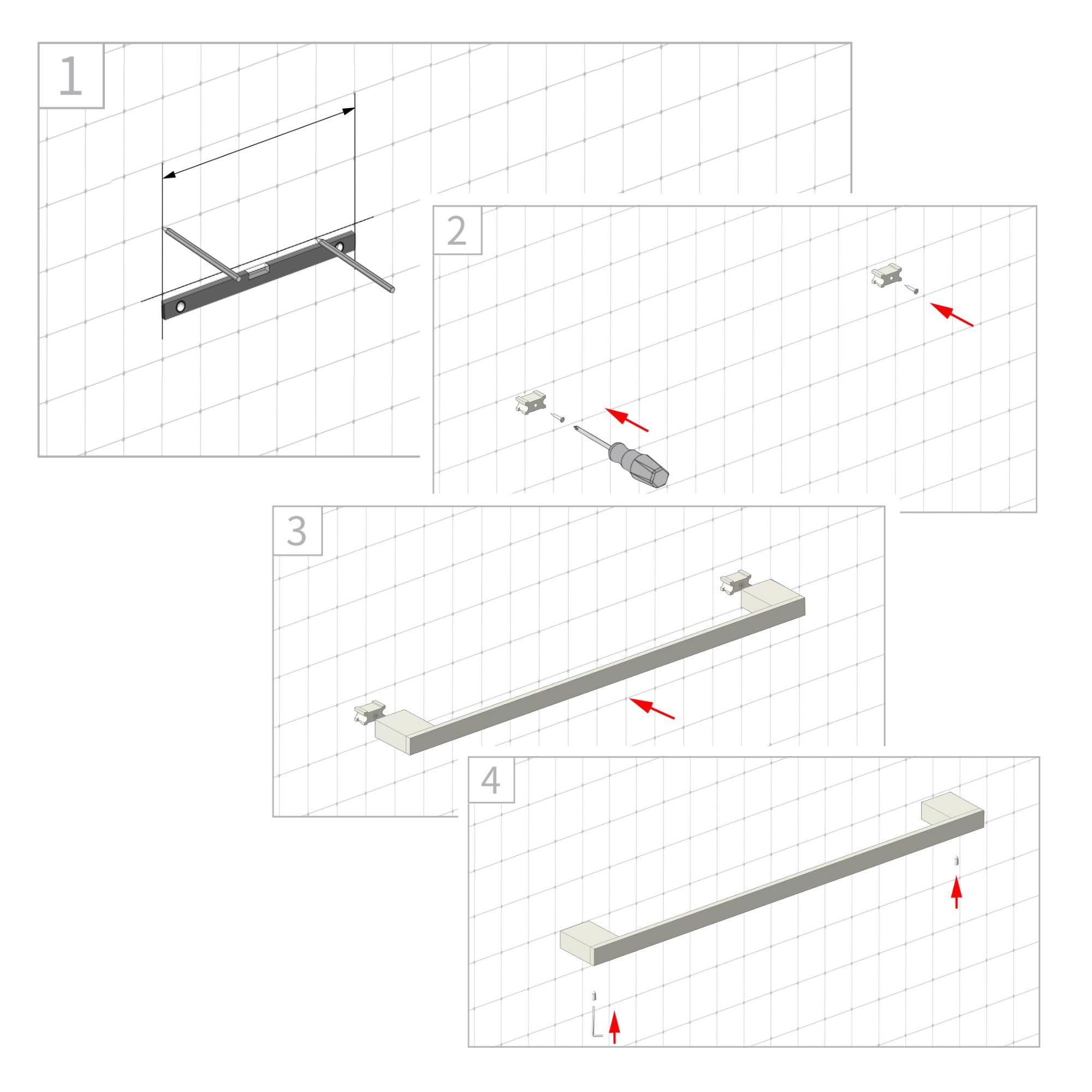kalb | Portasciugamani Lenn in alluminio extra lungo (80 cm) per parete, doppio fissaggio, bagno e lavabo, nero o cromato, portasciugamani (cromato)
