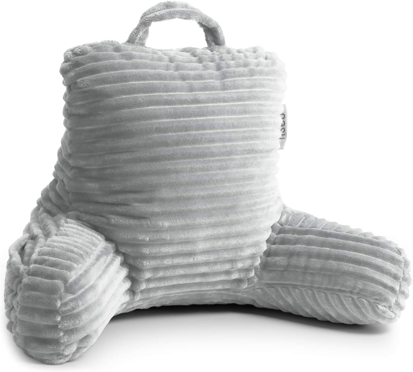 Nestl Cut Plush Striped Reading Pillow for Kids & Teens, Medium Back Pillow, Back Support Pillow, Shredded Memory Foam Bed Rest Pillow with Arms, Silver Gray : Home & Kitchen