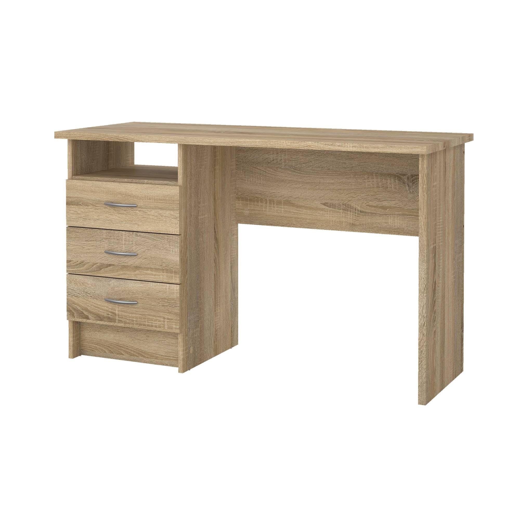 Mesa Escritorio para Ordenador Duero Oak con 3 Cajones en Color Roble 121 x 49 x 73 cm