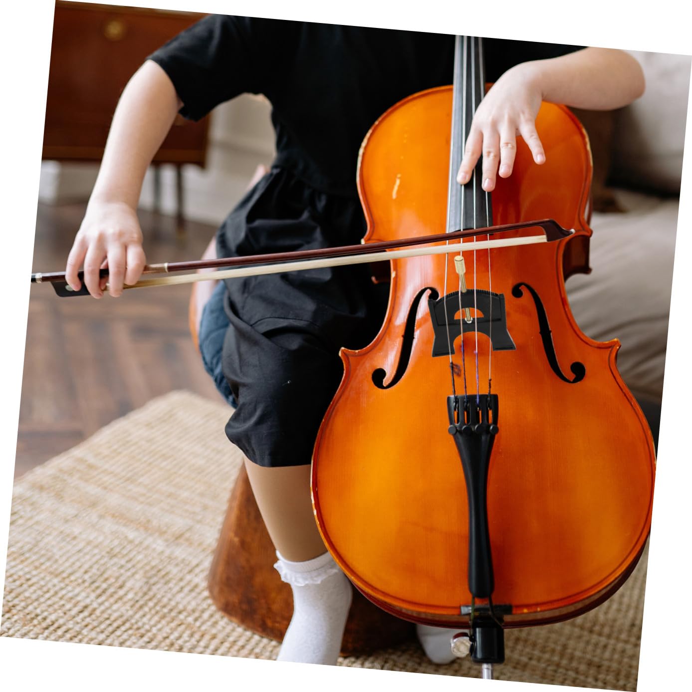 ibasenice Sollevatore per Corde di Violoncello Altezza Regolabile Plastico Nero Strumento per Cambiare Ponte per 1/4-4/4