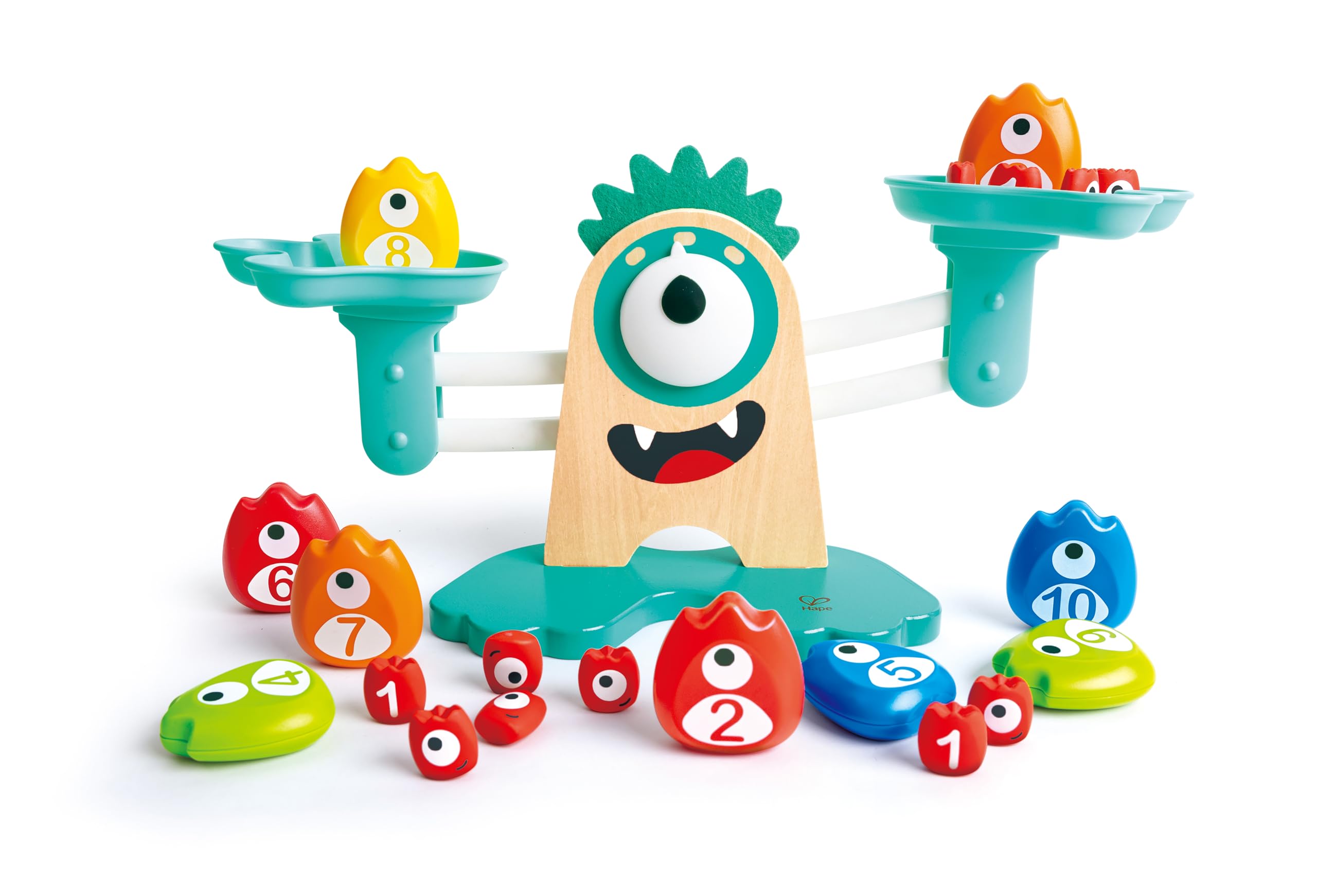 Hape Math Monster Scale Toy| 22 PCs Cute Counting Math Toy| STEM Educational Learning Counting Math Games for Preschool
