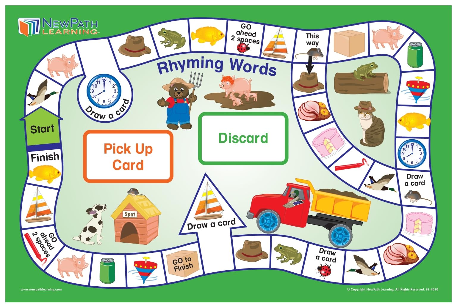 Rhyming Words Learning Center (Grades K - 1) - Gameboard, Illustrated Game Cards, Flash Cards and Activity Guide for 4 Students in Durable Pouch - Image 5