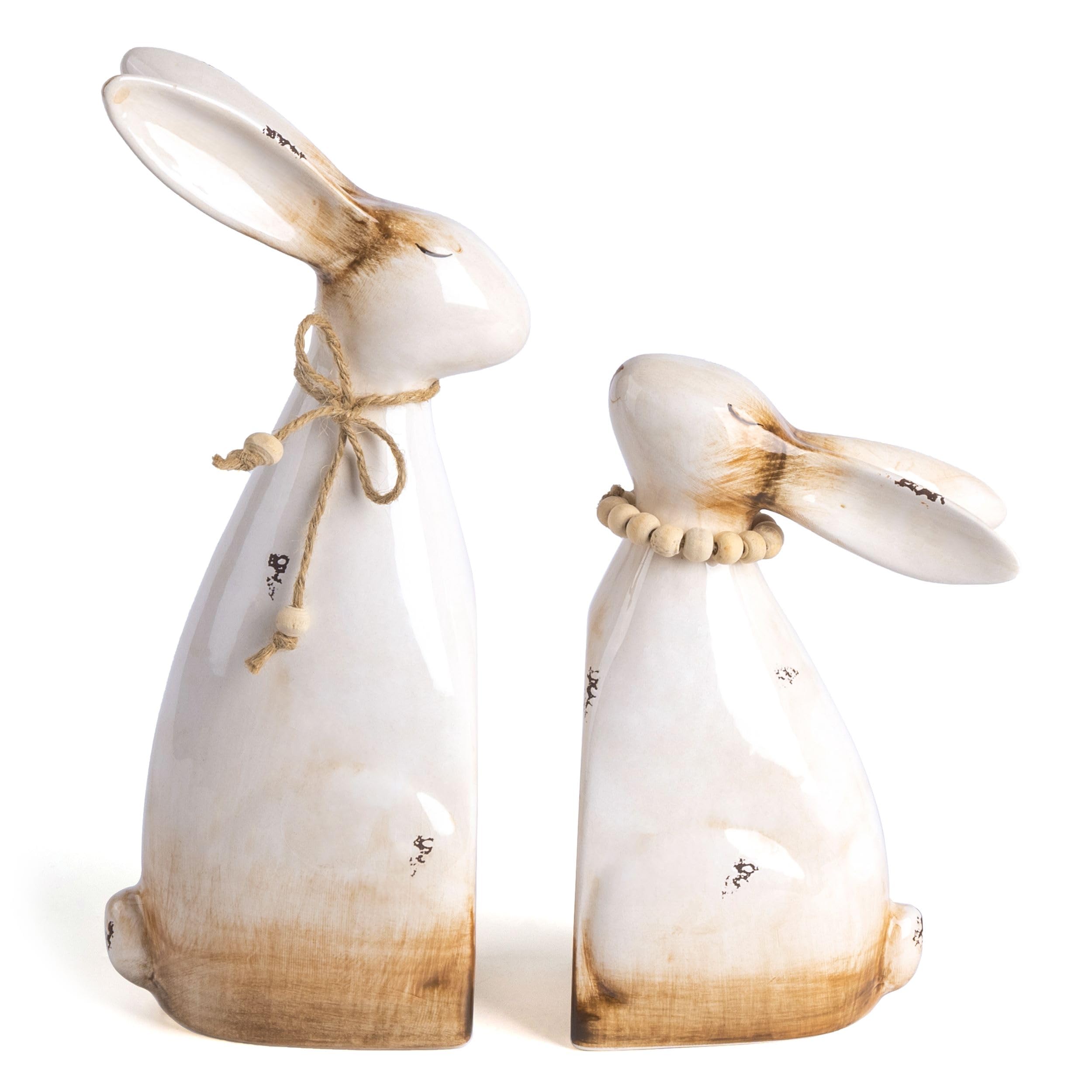 Photo 1 of ***MISSING THE LARGE ONE***Valery Madelyn Easter Bunny Decorations for Home, 2Pcs Ceramic White Rabbit Statue Figurine Spring Decor, Easter Gift Tabletop for Indoor Outdoor Garden Lawn Yard Decor Table Centerpieces