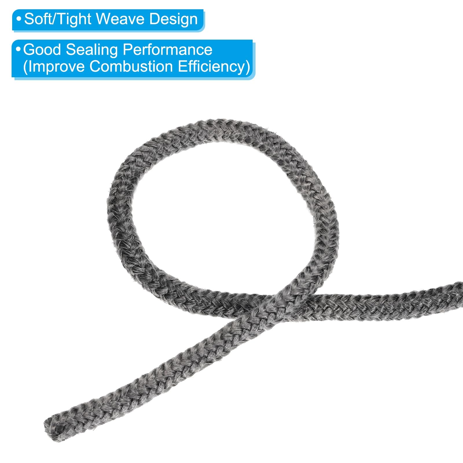 PATIKIL 2Pcs Guarnizione Per Stufa 10mm x 5 Metri Per Stufe Nero | Cordone Rotondo In Fibre Di Vetro Grafite, Resistente Ad Alta Temperatura, Porte Di Camini