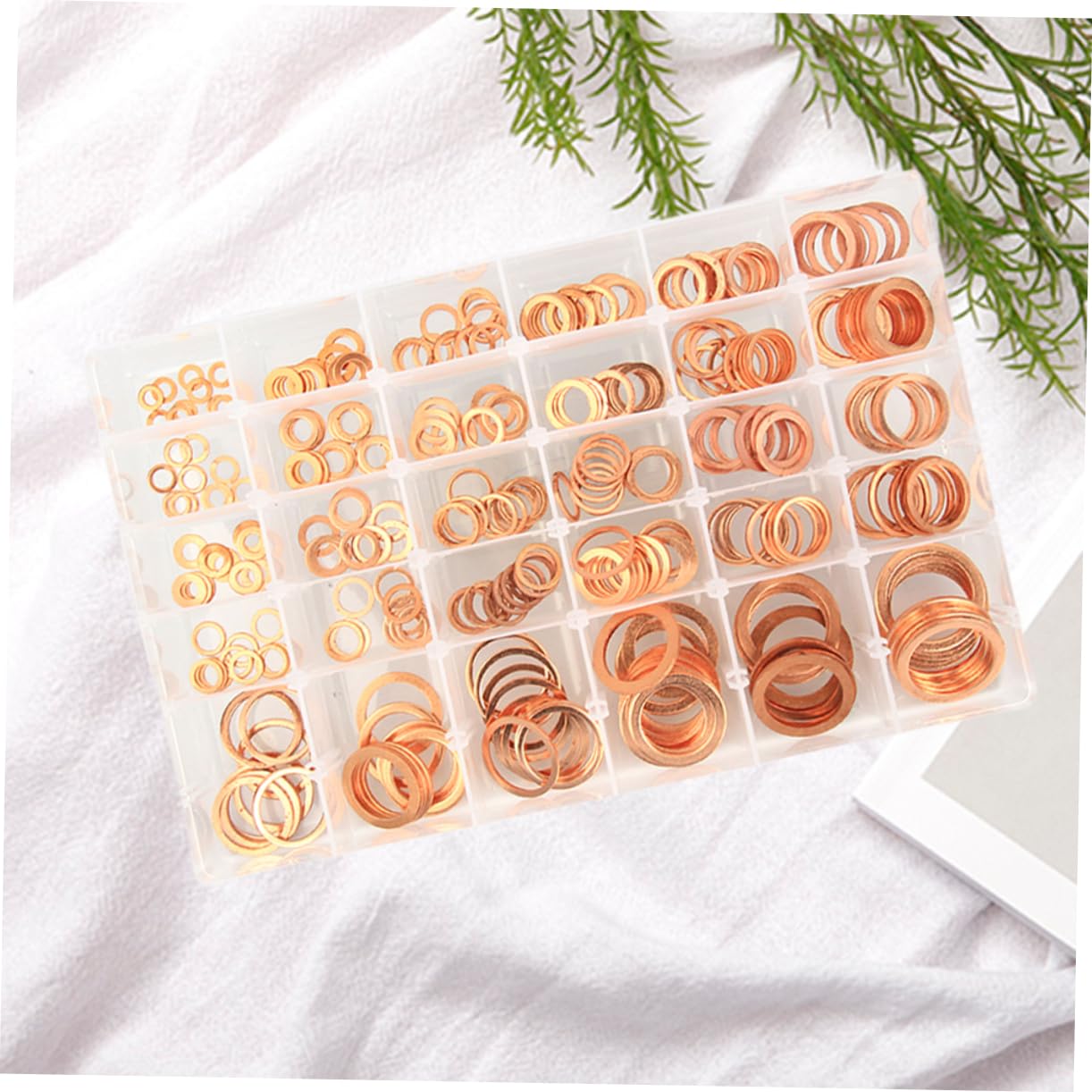 300pcs Copper Washer Premium Copper Sealing Assortment for Automotive Use and Versatile Oil Pan Gasket Washers Storage Case for Sump Plugs and Hydraulic Fittings