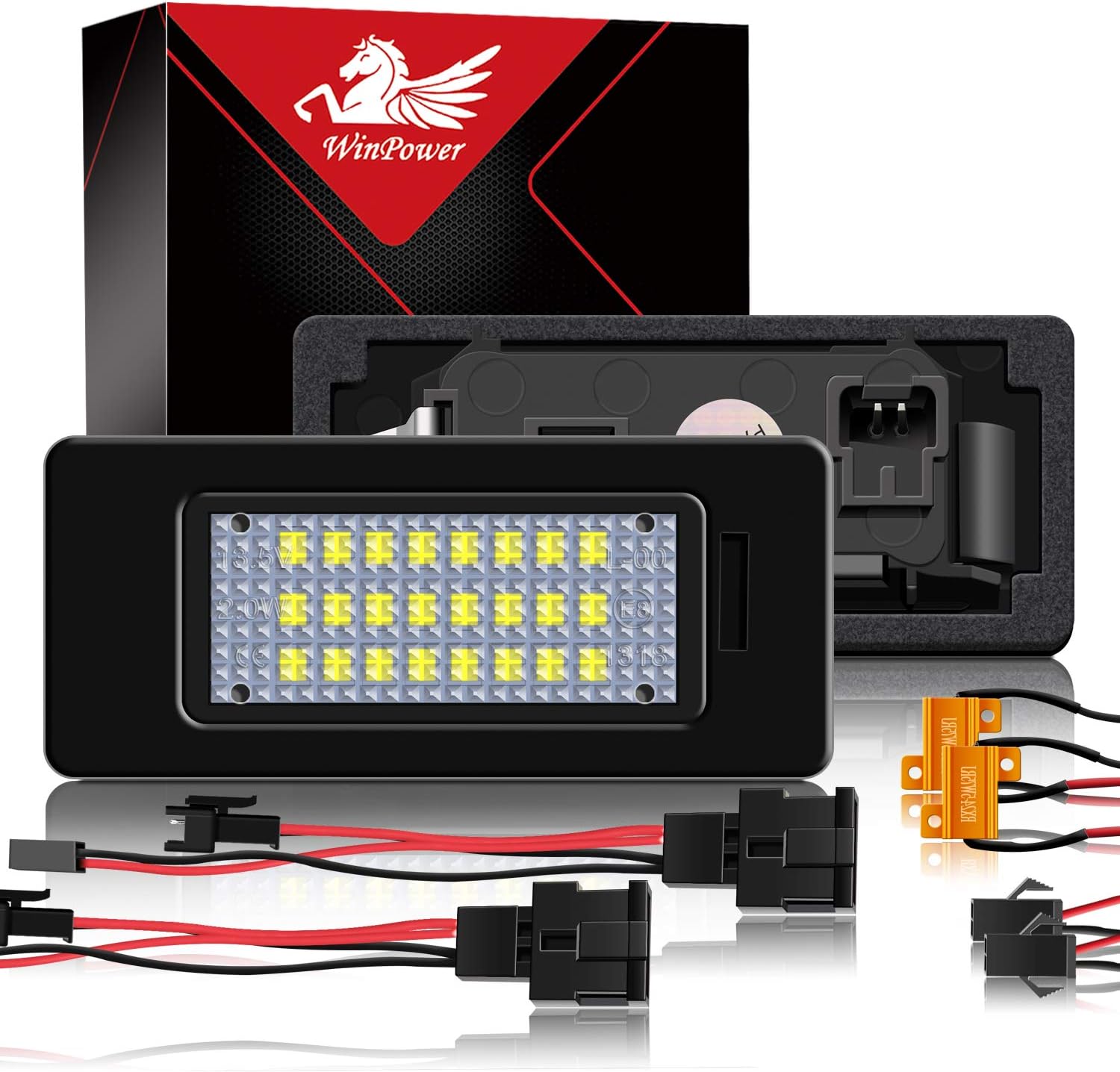 WinPower Error Free LED Number License Plate Light White Lamps Bulb 6000K Compatible with A1/S1/A3/S3/A4/S4/A5/S5/A6/S6/A7/S7/Q3/Q5/Q7/TT/TTS/TTRS, 2 Pieces