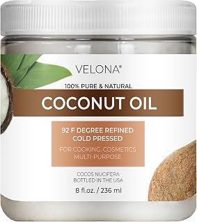 velona Coconut Oil 92 Degree 8 fl oz | 100% Pure and Natural Carrier Oil | in jar | Refined, Cold pressed | Skin, Face, Body, Hair Care | Use Today - Enjoy Results