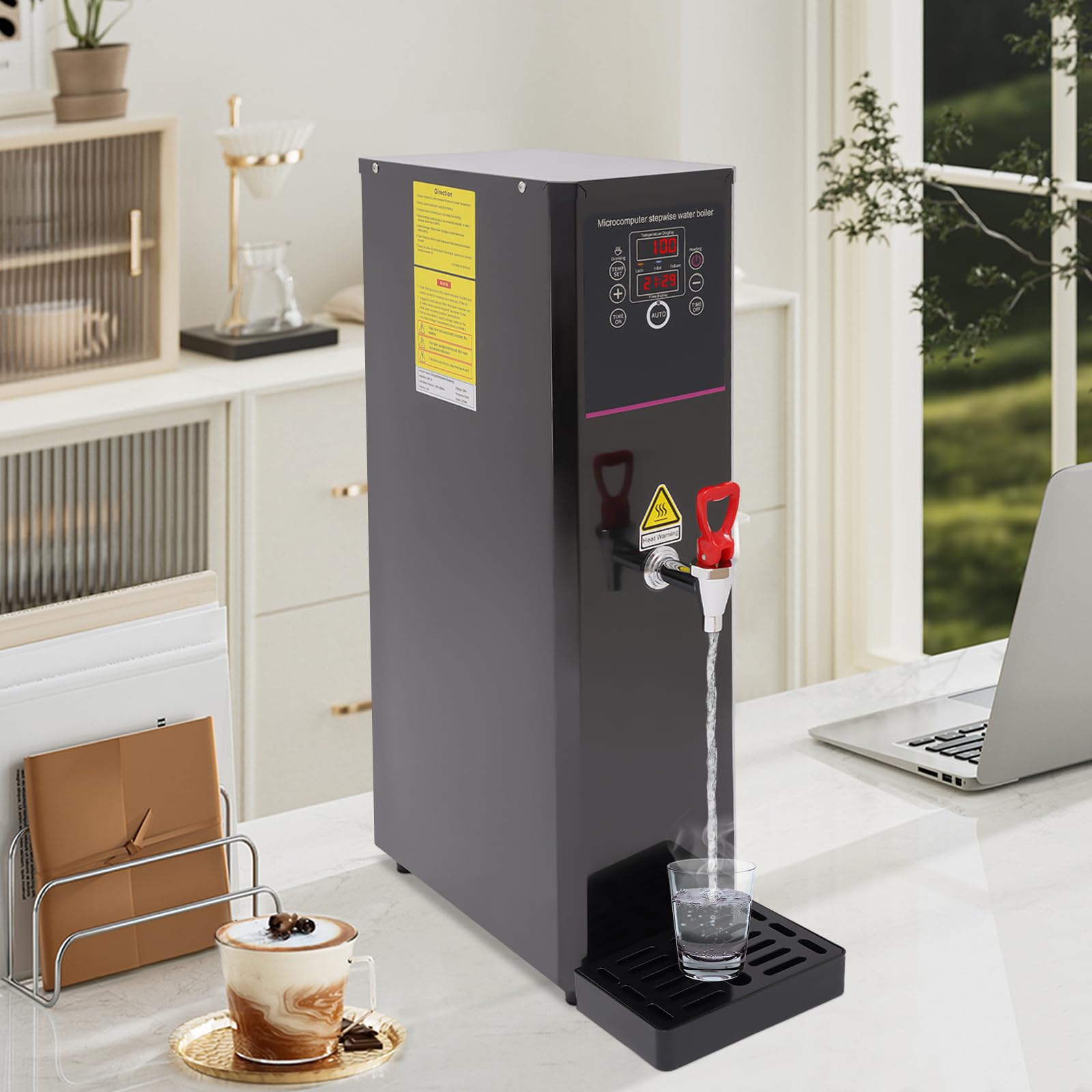 YUNLAIGOTOP Electric Water Boiler, Water Boiler Electric Commercial Hot Water Dispenser, Countertop 20L Black Automatic 3000W Rapid Heating Water Boiler for Kitchens, Living Rooms, Cafes