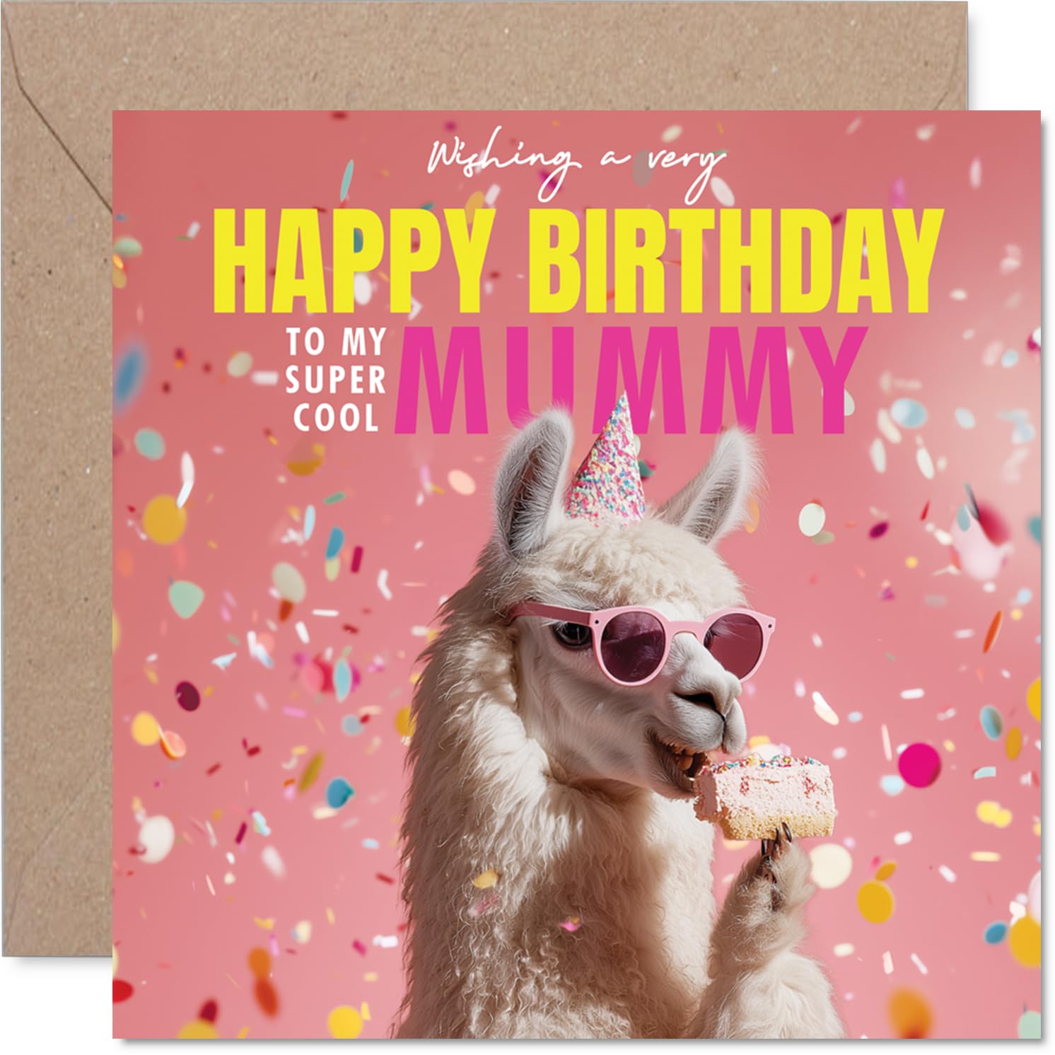 Mummy Birthday Card - Llam-azing Cake - Happy Birthday Card for Mummy from Son Daughter, 145mm funny llama Bday Greeting Cards