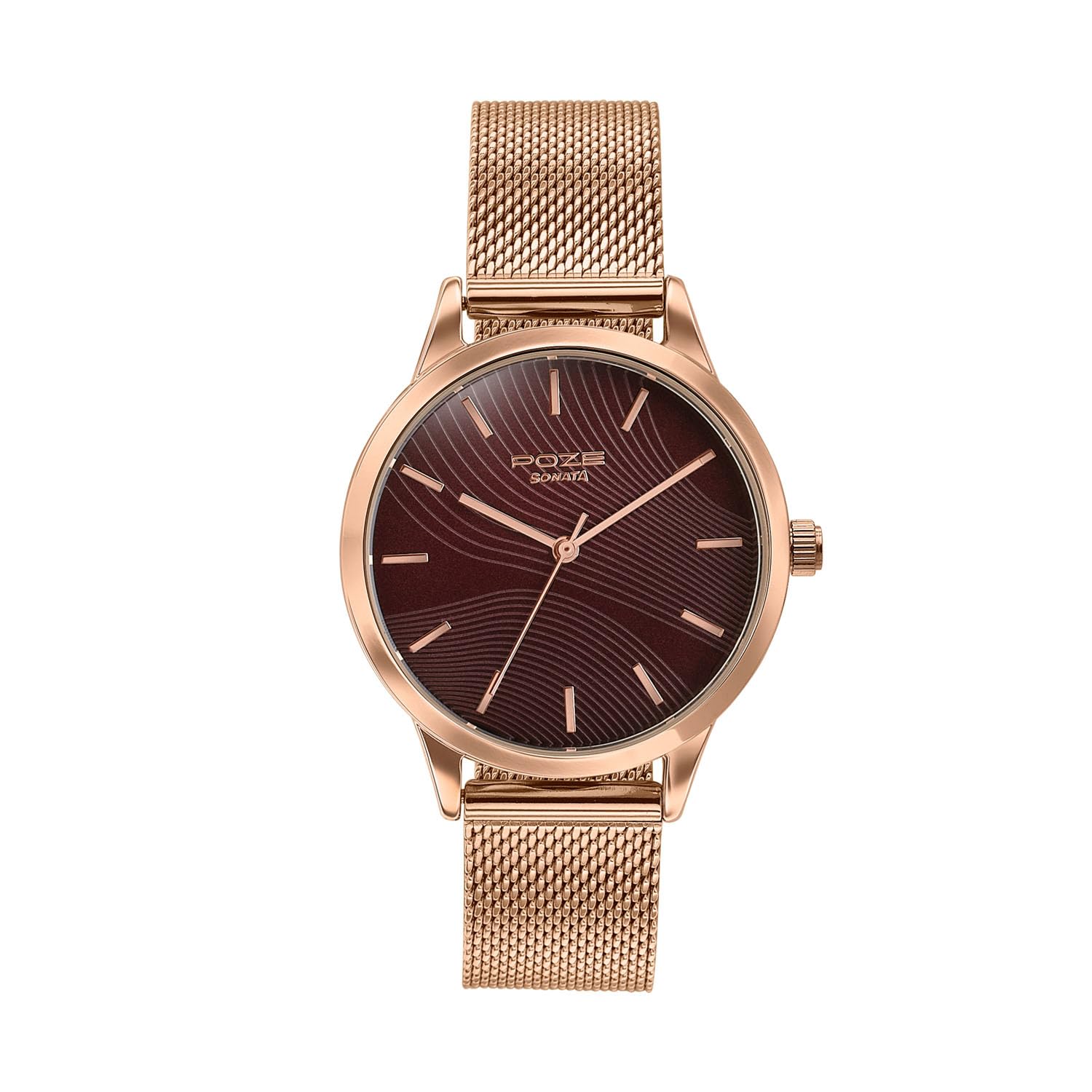 Poze 9 with Quartz Analog Cocoa Powder Dial IPG Strap Watch for Women - SP80190WM01W-image-35