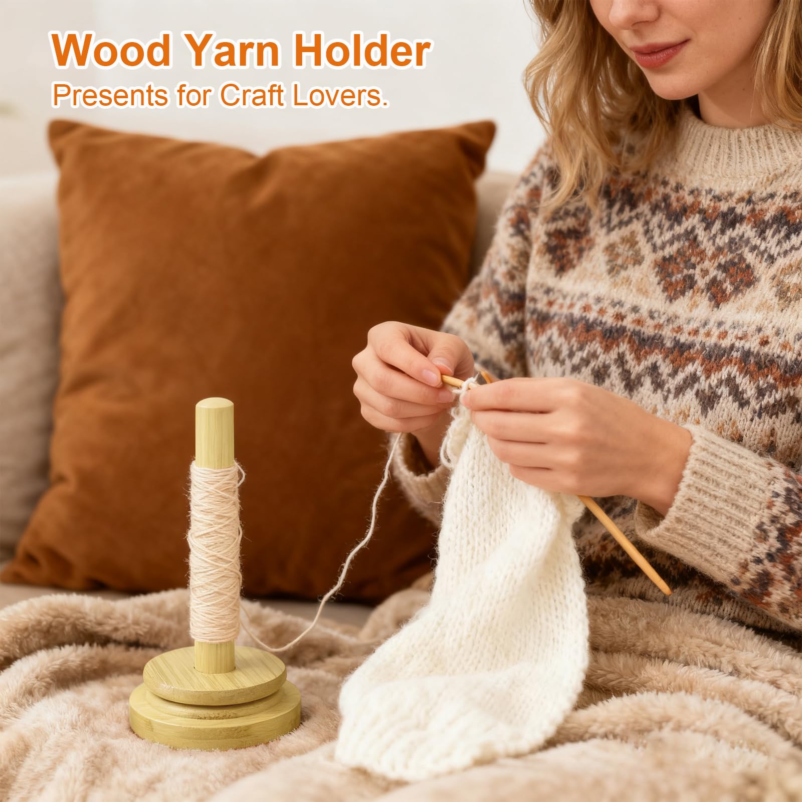 Pelote De Laine Pour Crochet GAESHOW Support Pelote De Laine, Dérouleur De Laine Porte Fil En Bois Dérouleur De Laine Bois