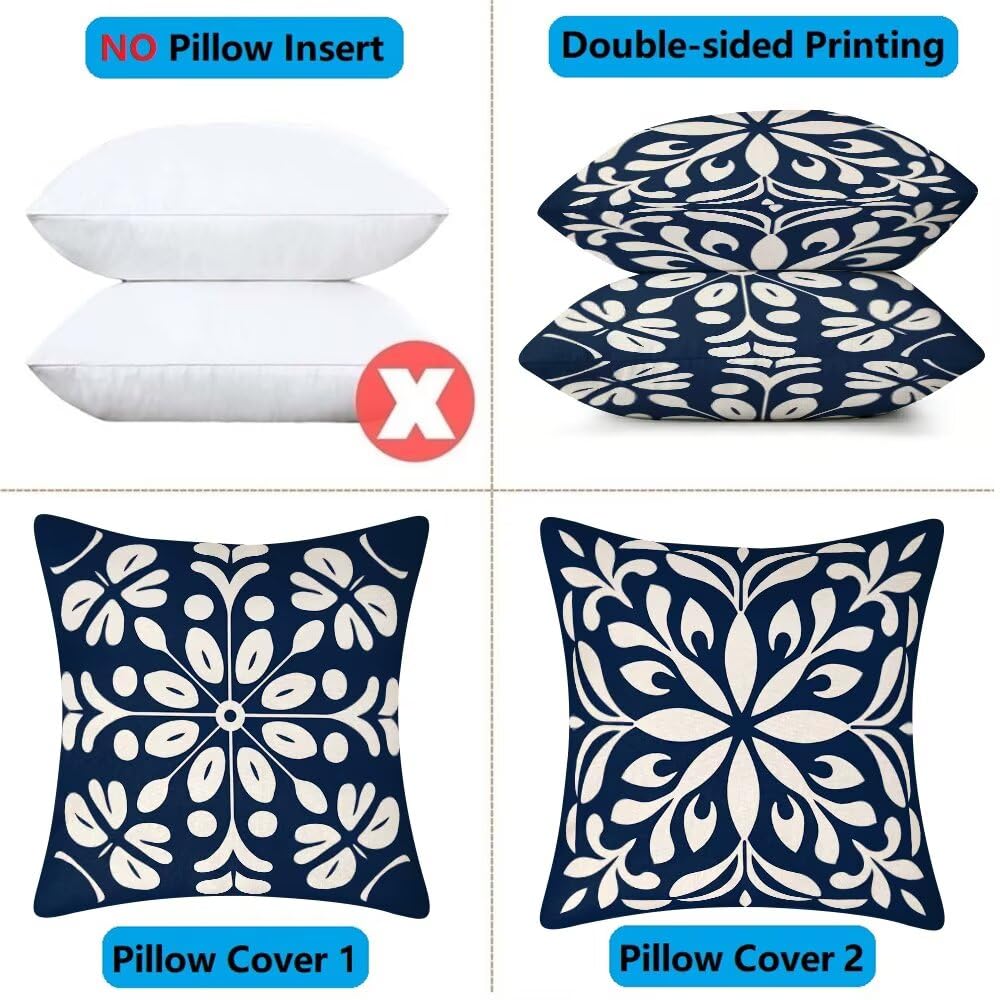 Federe Cuscini da Esterno Impermeabili 65x65 Blu Intenso Copri Cuscini per Divano Boho Federa Cuscino Moderno Decorativi Copricuscini per Divano Giardino Patio Soggiorno Copricuscino Set di 2 (IU269)