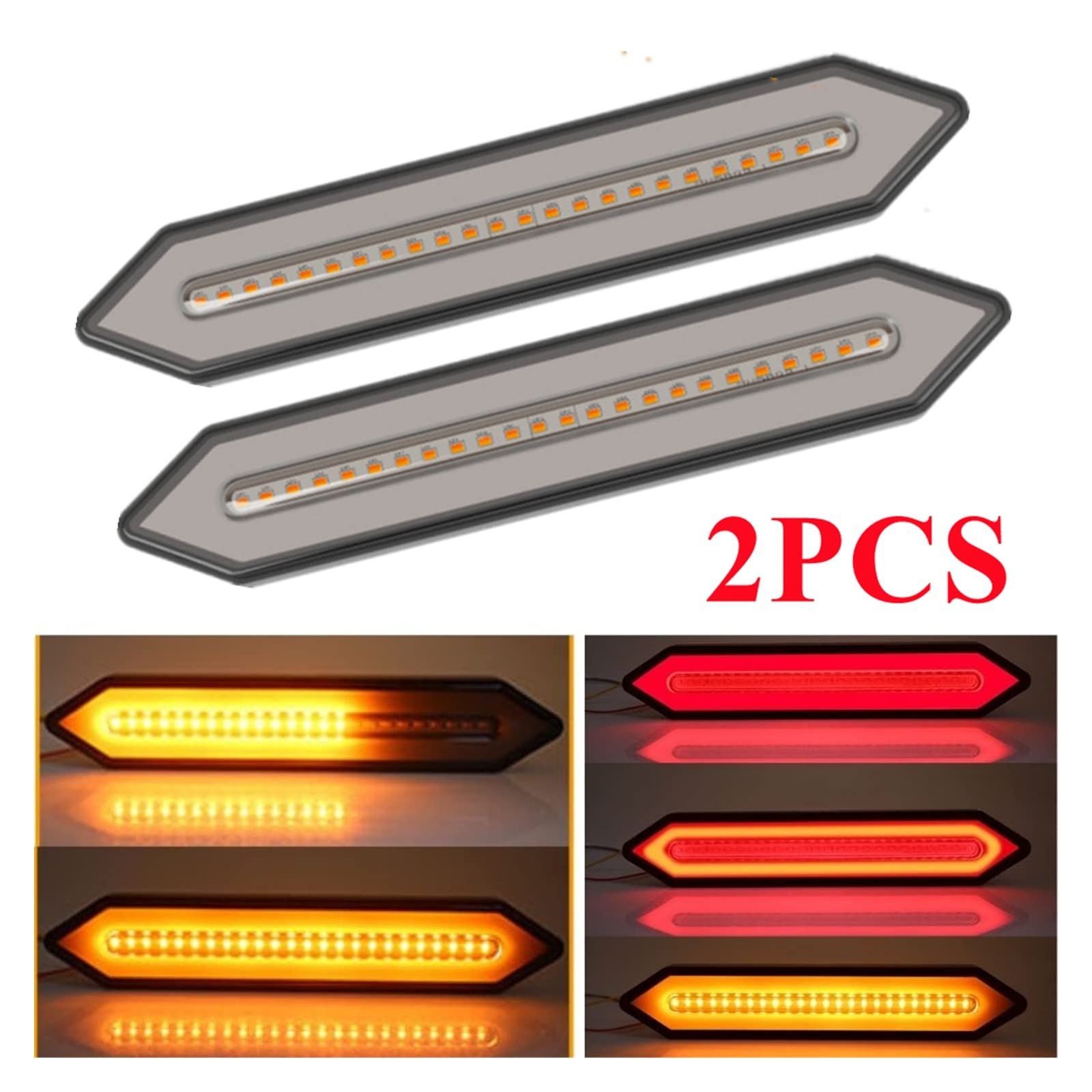 Luces Cola Trasera 2 Uds Señal Giro Dinámica Coche Camión Luz Trasera Secuencial Luz Freno Trasera Lámpara Señal Inversa Luces Remolque Tractor 12v-24v Luz Trasera