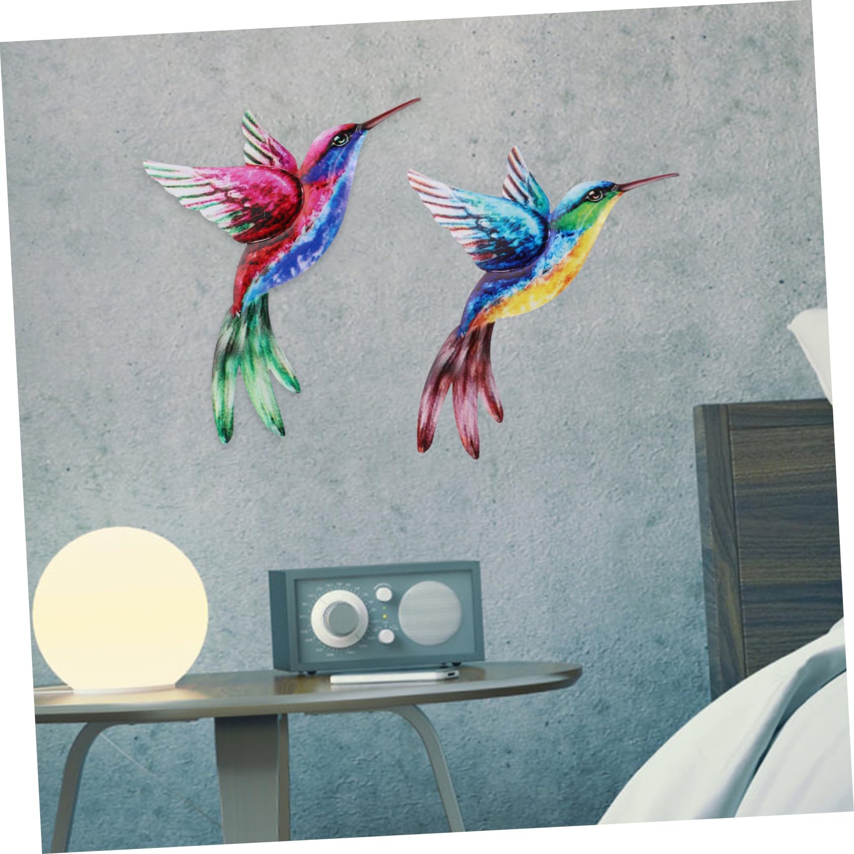 2 Decorazioni Colibrì In Metallo Per Esterni | Ferro Battuto Colorato Da Appendere In Giardino O Recinzione - 2