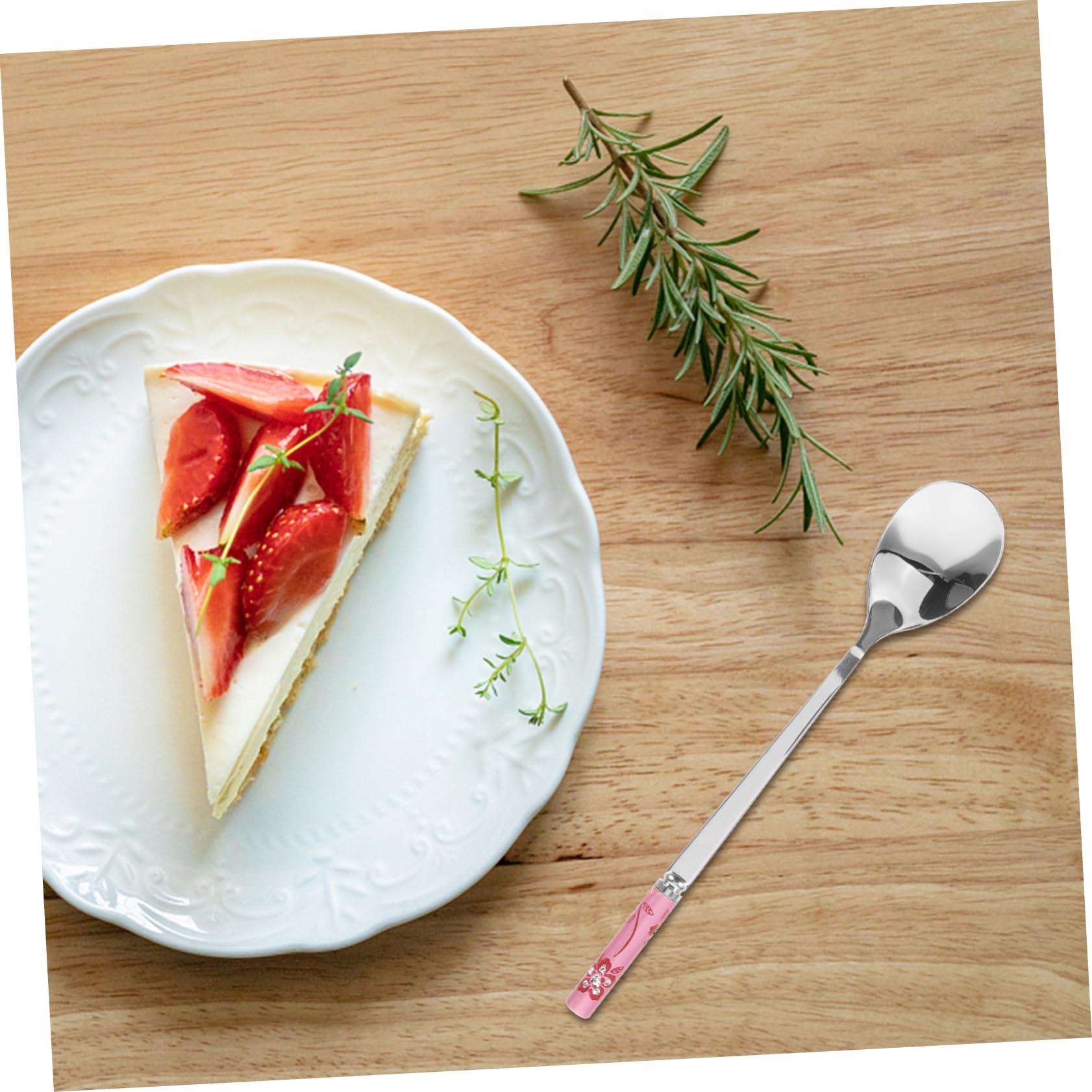 TOYANDONA 5 Ensembles Cuillère À Restauration Portable Petit Agitateurs Cuillères À Mélanger Pour Bar À Café Expresso Forme Scoop De Dessert Cuillère En Acier Inoxydable Rose 5 Pièces * 5